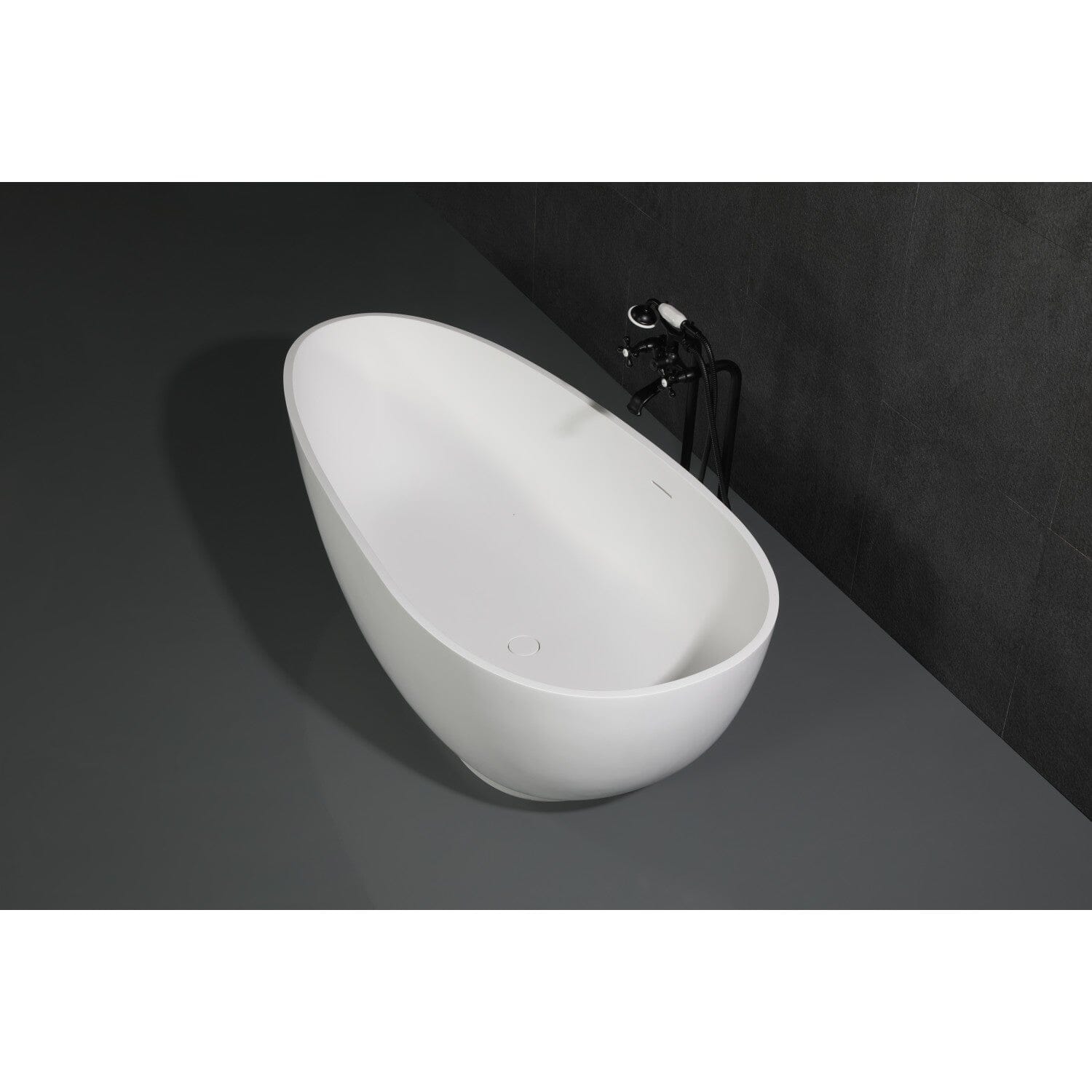 Arcticstone 67-Inch Freestanding Double-Ended Egg-Shaped Bathtub - Solid Surface Acrylic Soaking Tub with Drain - Perfect for Luxury Bathrooms & Spa Retreats