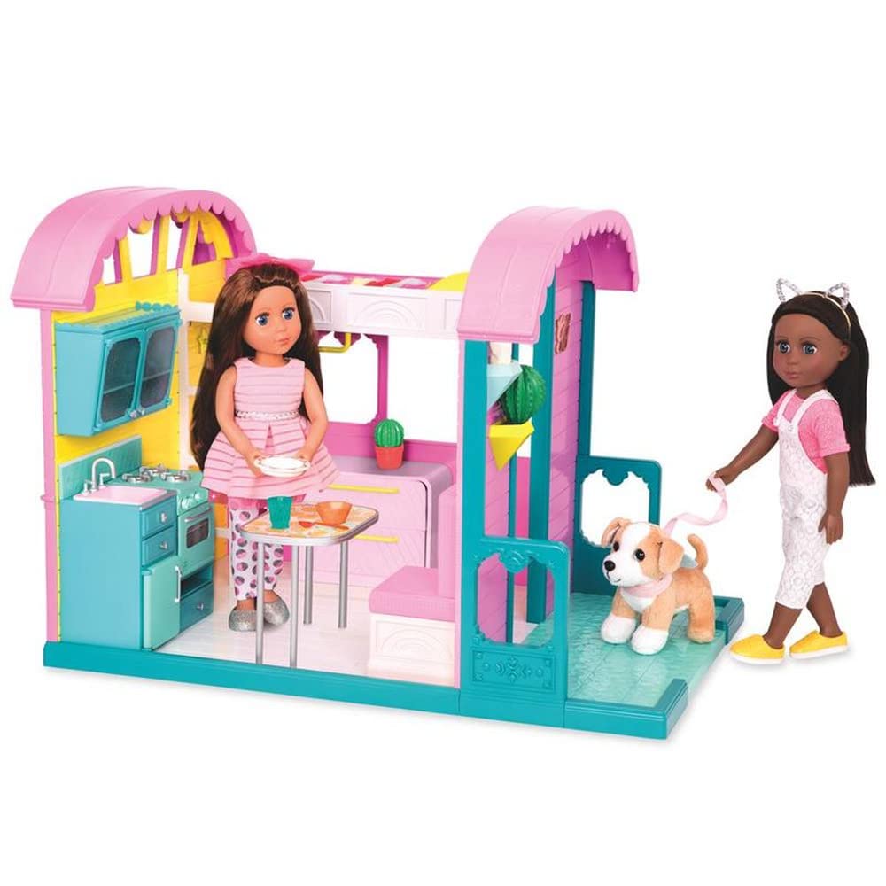 Glitter Girls GG Doll House Playset with Furniture, Kitchen, Oven & Patio - 14-inch Doll Clothes & Accessories for Kids Ages 3+ | Pretend Play, Role Play & Gift for Girls