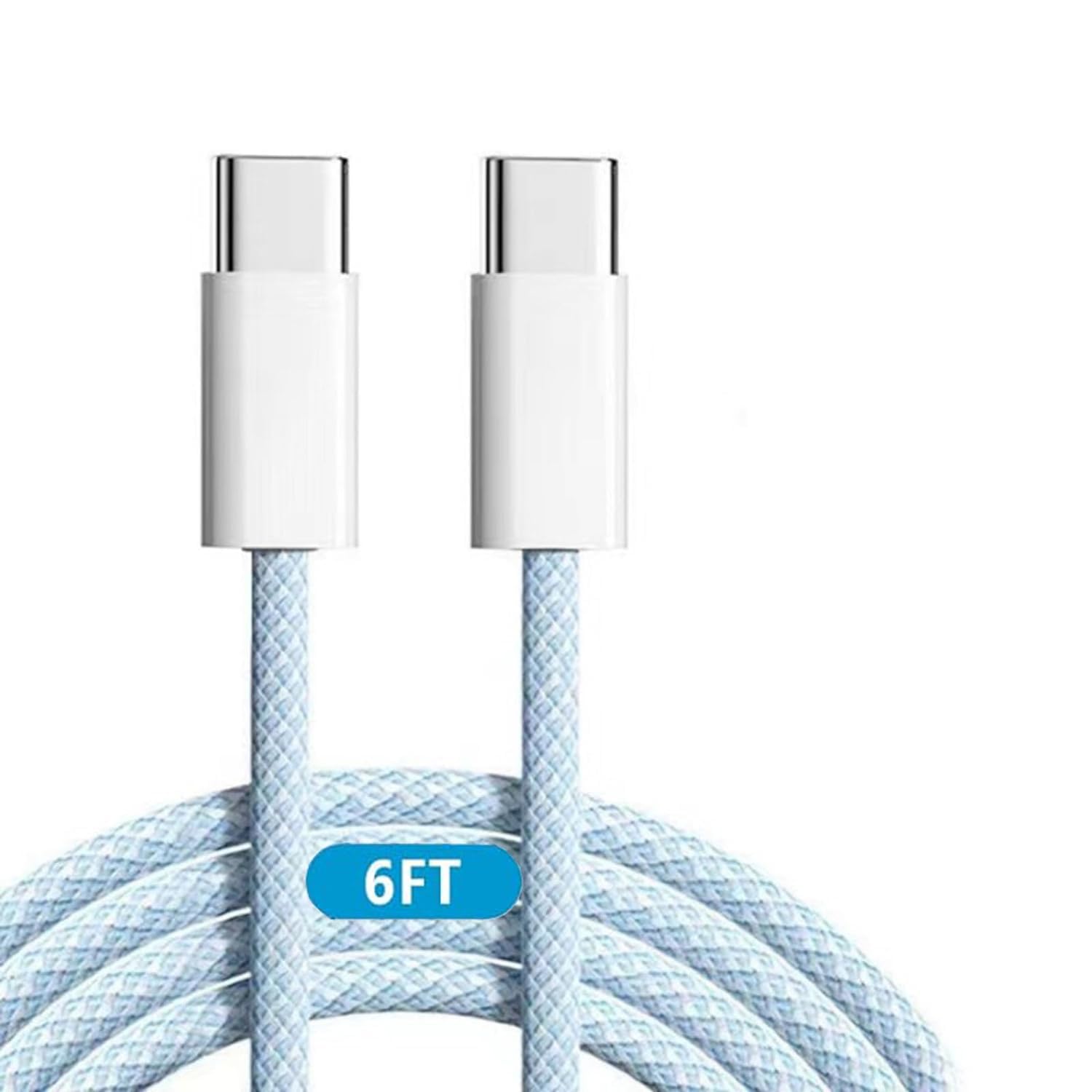 CASOSHIELD 6ft USB-C to USB-C Fast Charging Cable 60W, Type C Charger Cord Compatible with iPhone 16/16 Pro Max/15 Plus/15 Pro Max, MacBook Pro, iPad Pro, Samsung Galaxy - Perfect for Home, Office & Travel Charging (Blue)