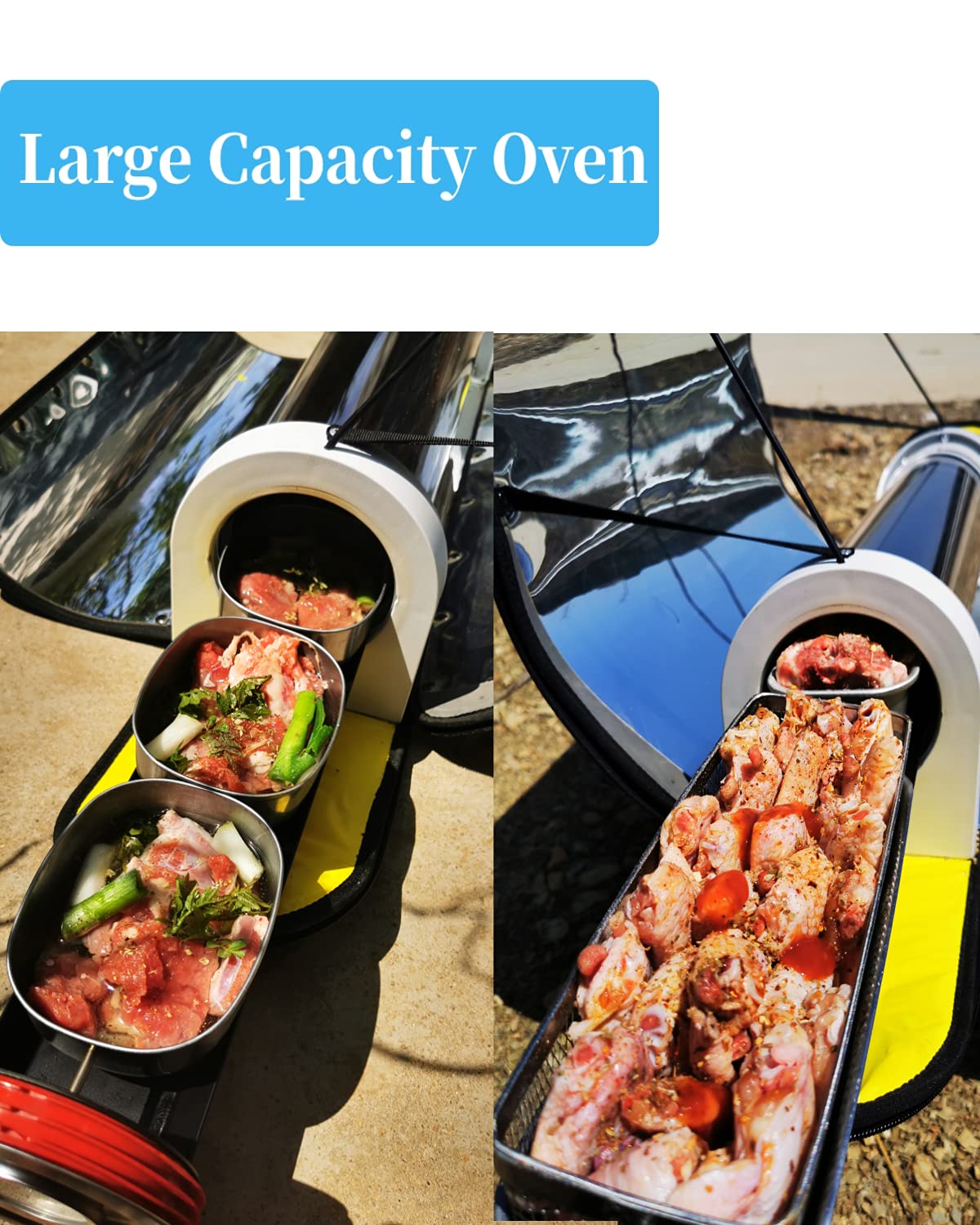 Portable Solar Oven - 4.5L Large Capacity Outdoor Solar Cooker with Thermometer for Camping, Hiking & Backpacking | Perfect for Family Picnics, Beach Trips & Emergency Preparedness