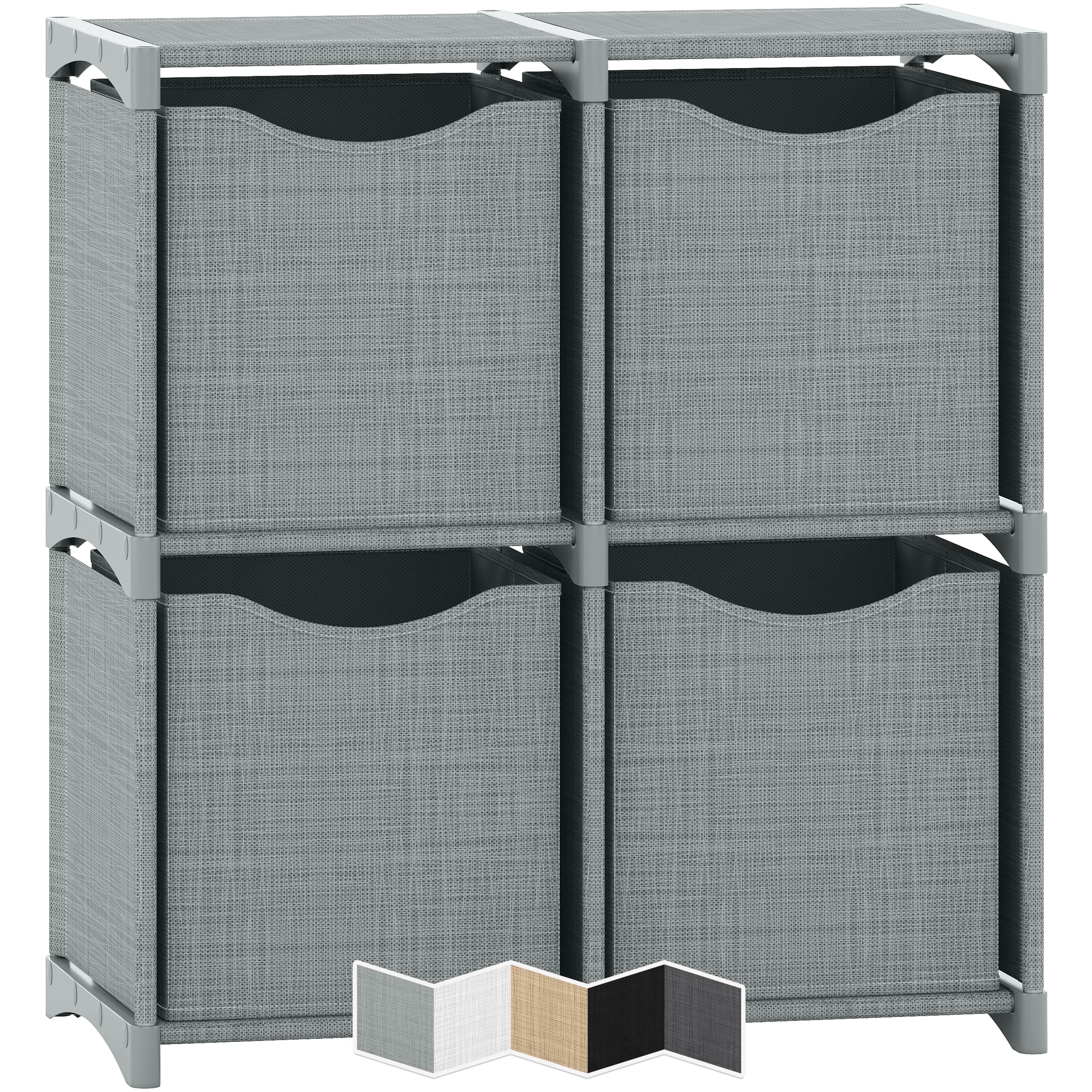 4 Cube Storage Organizer Set - 4 Pack 11 Inch Fabric Storage Bins for Clothes, Books, Toys | DIY Modular Shelving System | Perfect for Bedroom, Closet, Playroom & Nursery Organization (Grey)