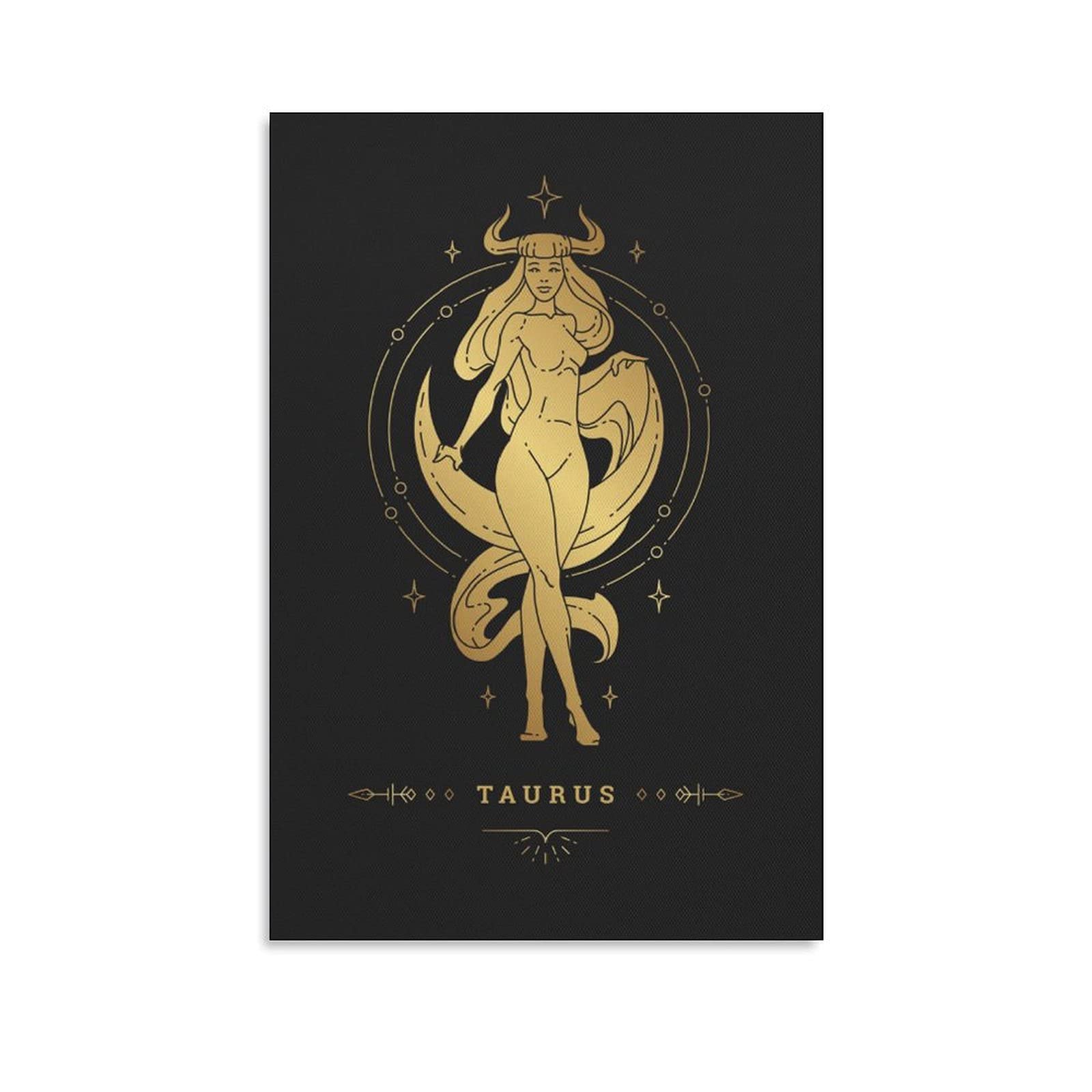 Taurus Zodiac Sign Canvas Poster - 24x36 Inches (60x90cm) Wall Art for Bedroom, Office & Sports Decor - Perfect Gift for Taurus Lovers & Home Decor Enthusiasts | Ideal for Zodiac-Themed Rooms, Birthday Presents & Astrology Decorations