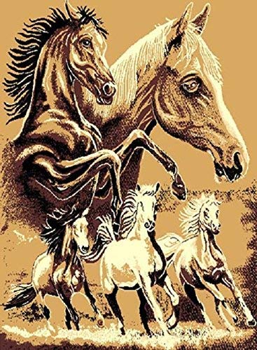 Champion Rugs Western Lodge Running Horse Area Rug 5’3”x7’5” for Living Room, Bedroom, or Cabin Decor
