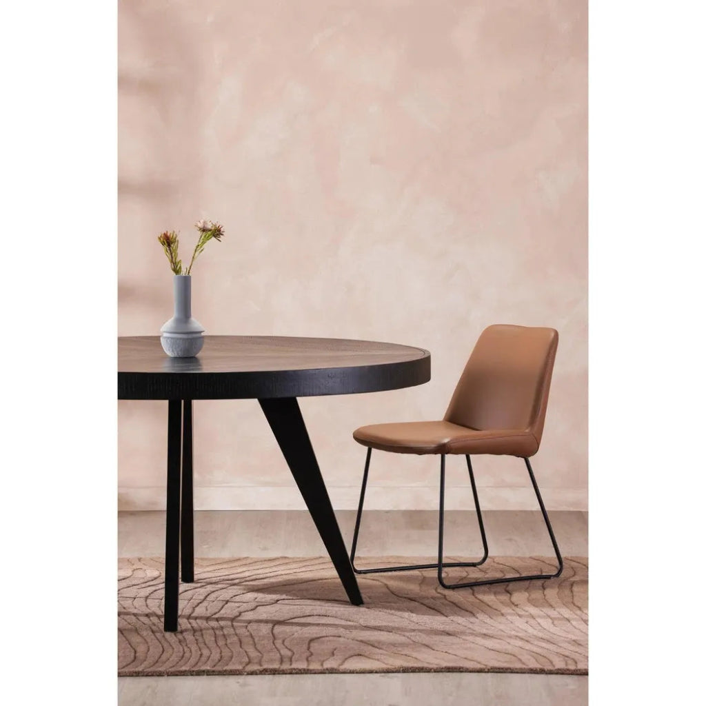 60 Inch Parquet Wood Black Round Dining Table - Perfect for Small Spaces, Kitchen Nooks & Cozy Family Gatherings