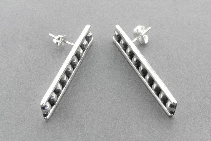 Long Rectangle and Ball Drop Stud Earrings - Sterling Silver Jewelry for Women - Perfect for Parties, Weddings & Everyday Wear