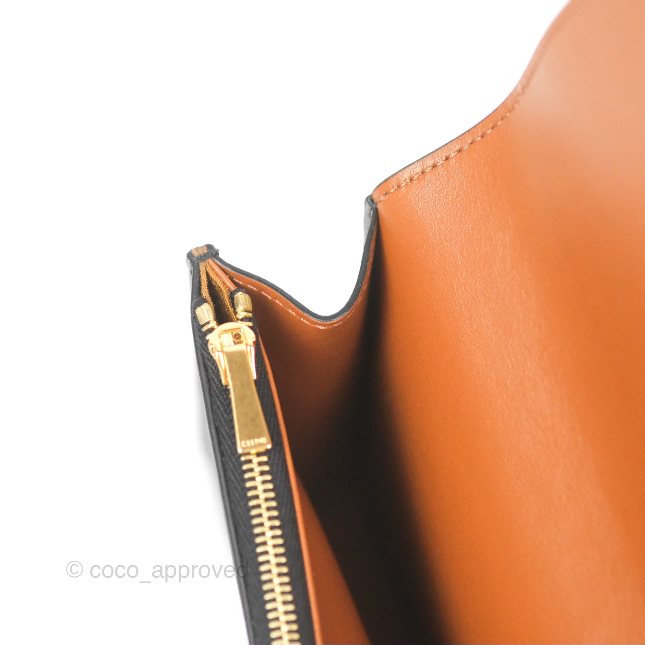 Celine Triomphe Canvas Wallet On Strap - Tan Lambskin Crossbody Bag for Women | Perfect for Everyday Use, Travel & Special Occasions