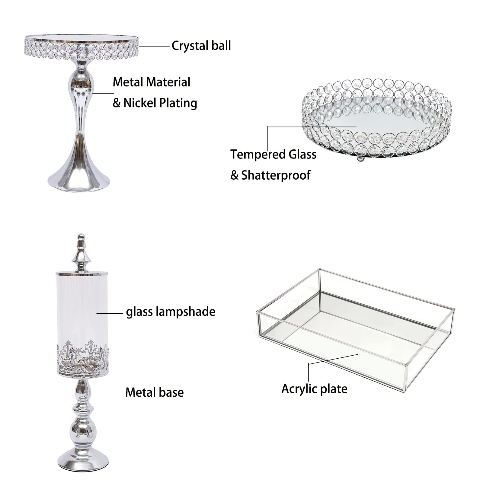 10-Piece Silver & Gold Cake Stand Set - 7-Tier Metal Cupcake & Dessert Display for Birthday Parties, Baby Showers, Anniversaries, Afternoon Tea - Elegant Table Centerpiece for Wedding Receptions & Holiday Celebrations