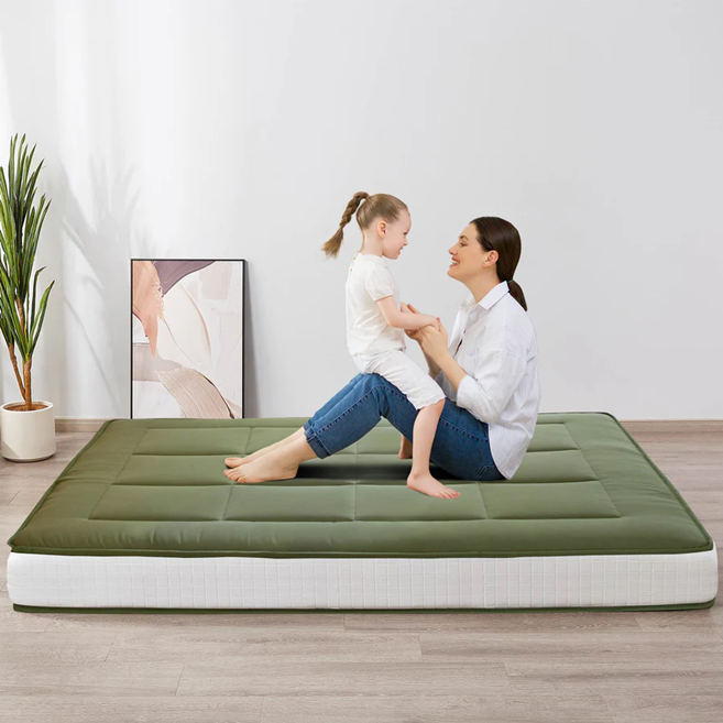 MAXYOYO Padded Japanese Floor Mattress - Green Foldable Roll Up Futon Mattress for Bedroom, Guest Room & Travel | Comfortable Floor Sleeping & Lounging