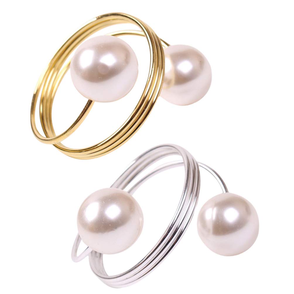 2-Pack Pearl Napkin Rings - Elegant Napkin Holders for Banquet, Dinner Party & Table Decor - Perfect for Weddings, Holidays & Special Occasions