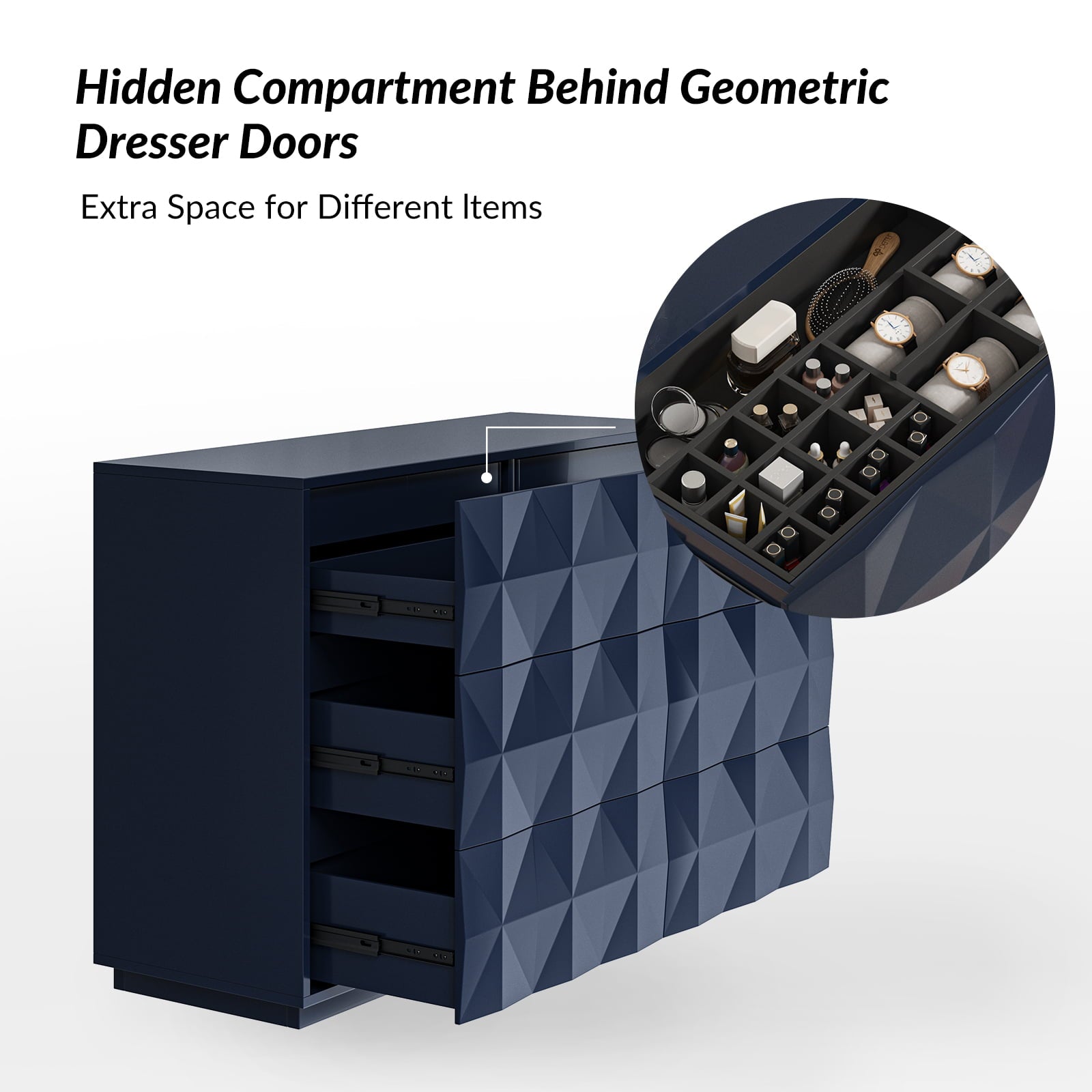 Modern 6-Drawer Dresser with Geometric Design - 50