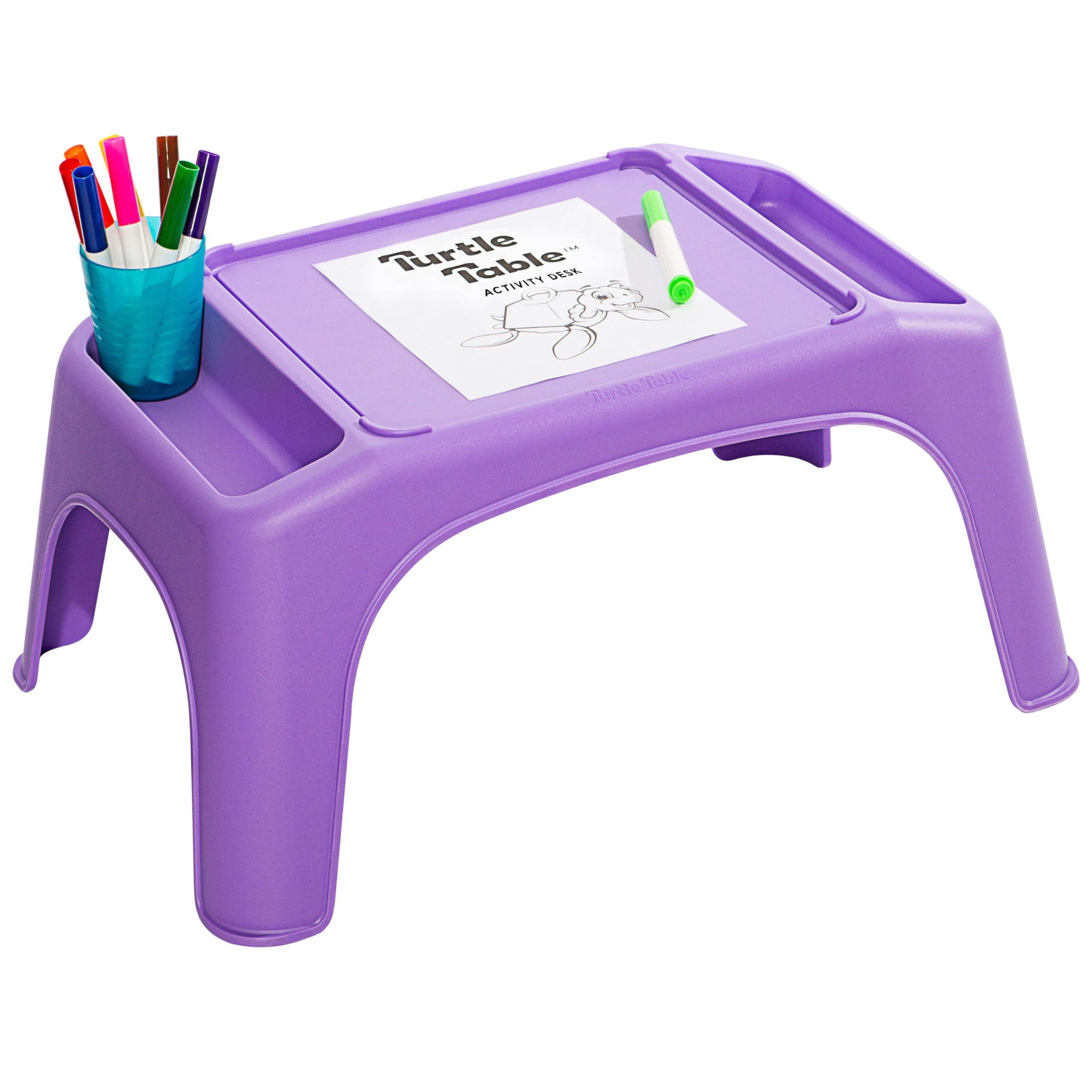 LapGear Turtle Table Kids Activity Lap Desk with Storage Compartments for Snacks, Toys & School Supplies - Purple (Style 20102) | Portable Study & Play Tray for Home, Classroom & Travel