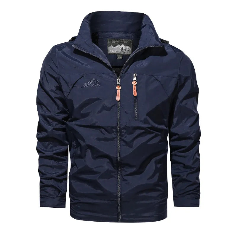 Men's Windproof Hooded Jacket - Breathable Outdoor Windbreaker Coat for Camping, Fishing & Tactical Use | Military Style Casual Jacket (Size 5XL) | Perfect for Hiking, Travel & Adventure Activities