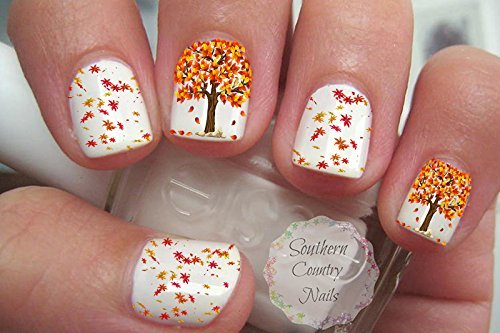 Autumn Fall Leaves #5 Nail Art Decals - Premium DIY Nail Stickers for Fall Manicures, Halloween & Thanksgiving Nail Designs