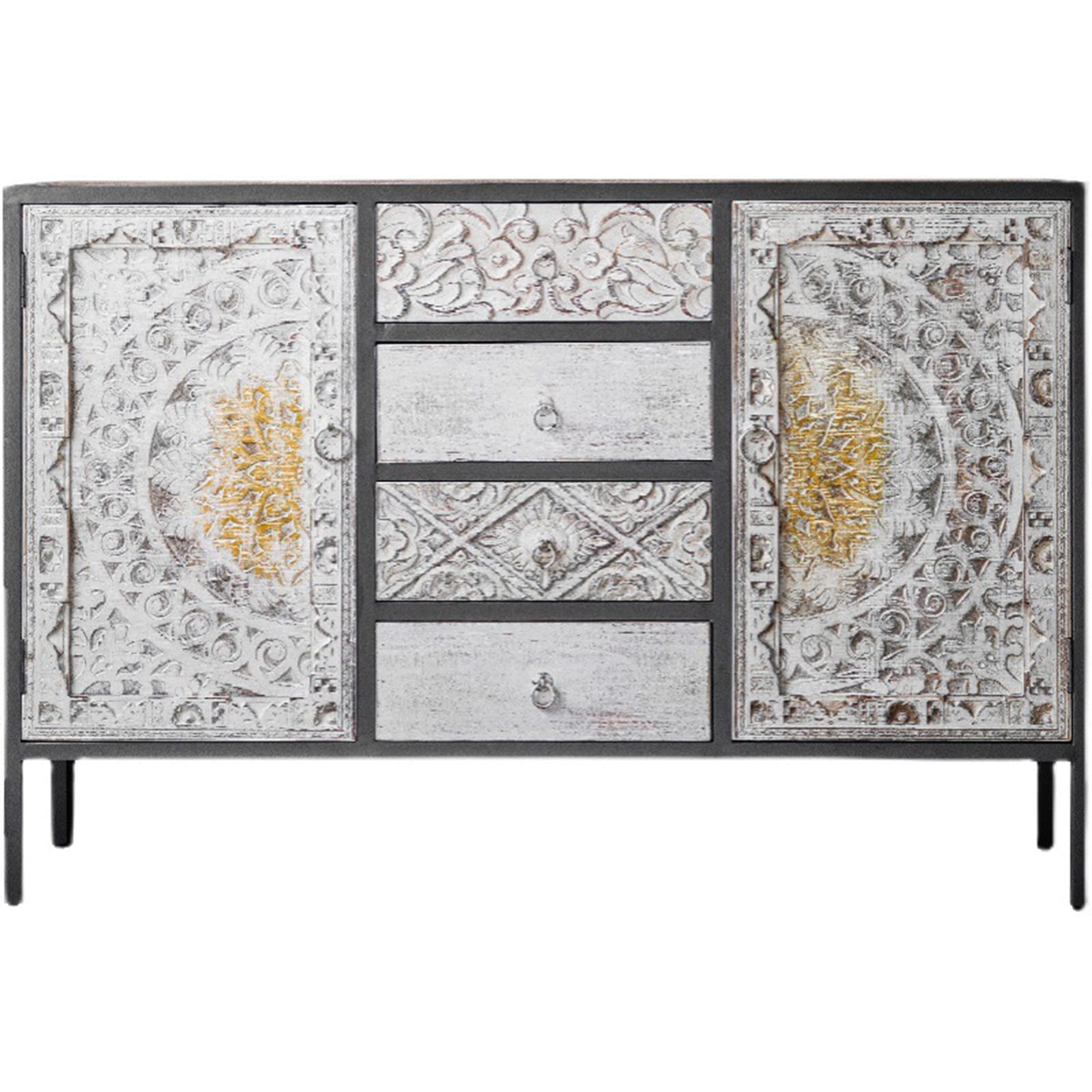 Vintage Solid Wood Sideboard Cabinet - Retro Entryway Storage with Narrow Floor-to-Ceiling Drawers | Perfect for Small Spaces, Hallway Organization & Porch Decor | Durable Entry Door Cabinet for Home & Office Use