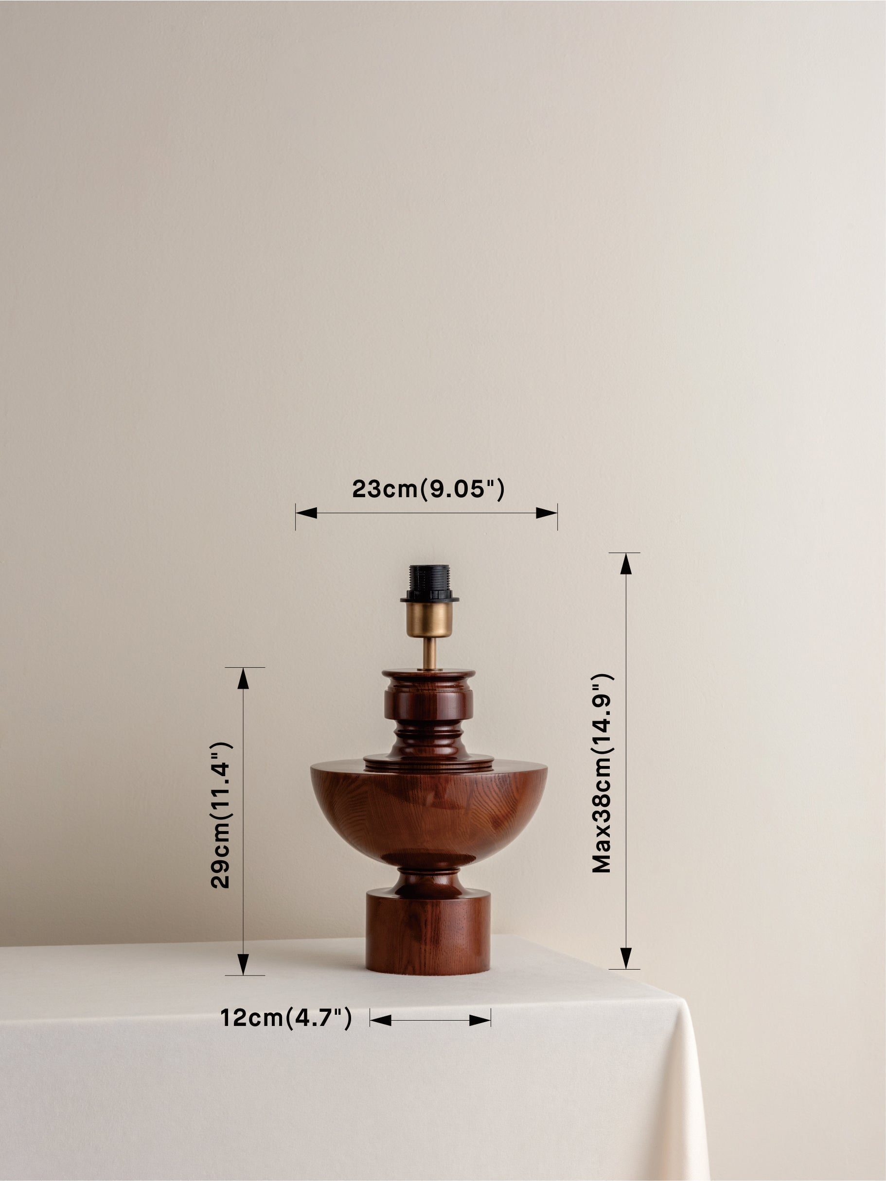 Handmade Spun Wood Table Lamp with Plaster Shade - Modern Farmhouse Bedside Lighting for Living Room, Bedroom & Office Decor