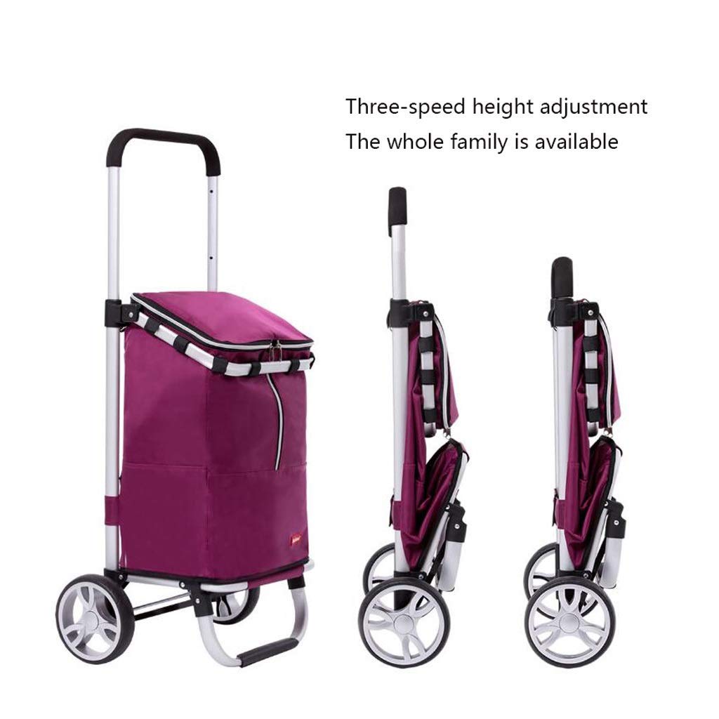 ATAAY Aluminum Alloy Folding Shopping Cart - 3-Speed Telescopic Portable Trolley with Reusable Grocery Bags | Compact Grocery Hauler for Supermarkets, Farmers Markets & Apartment Living