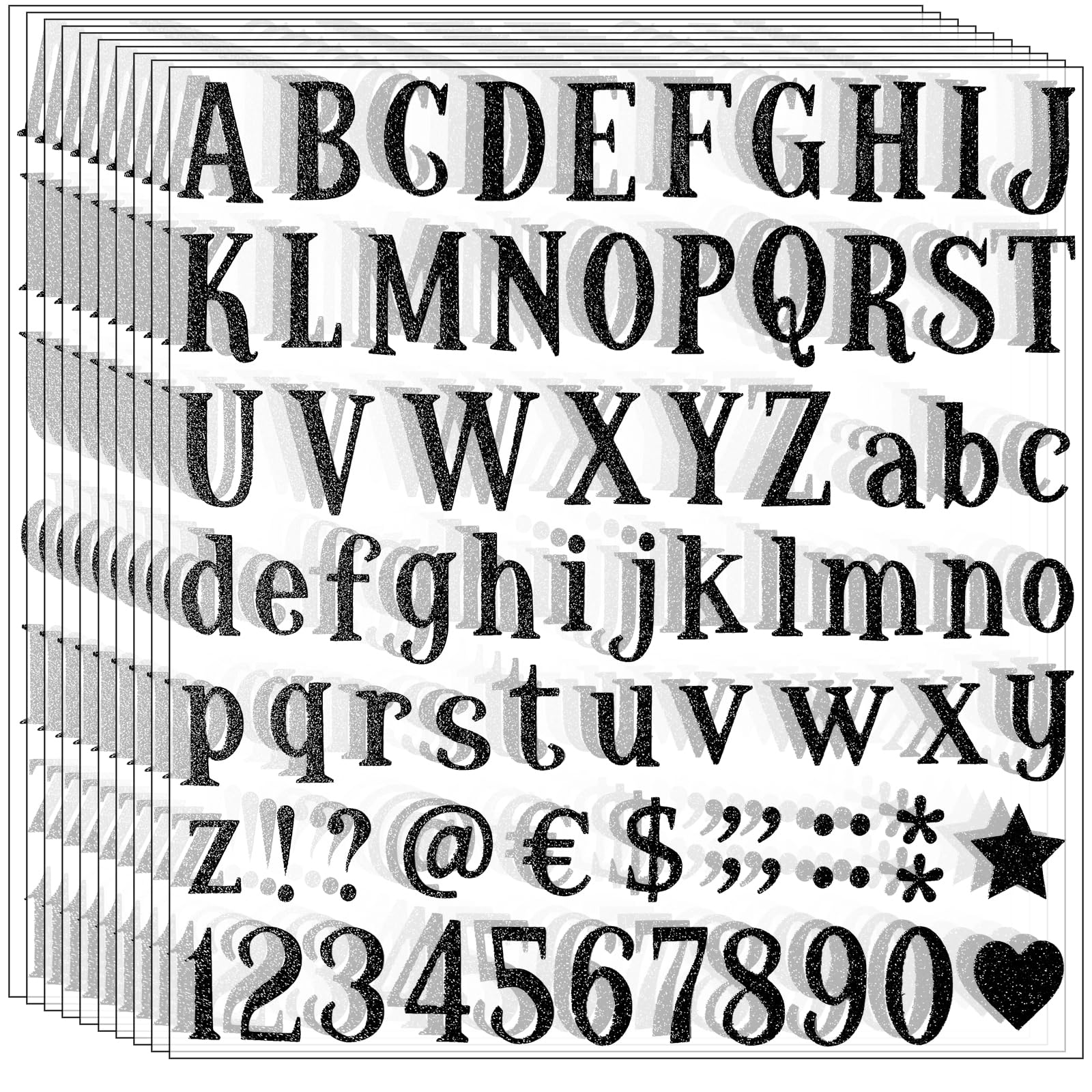 790 PCS Glitter Alphabet Letter Stickers - Self Adhesive Number & Letter Decals for Graduation Caps, DIY Crafts, Scrapbooking, Classroom & Home Decor - Perfect for Party Invitations, Gift Wrapping & School Projects