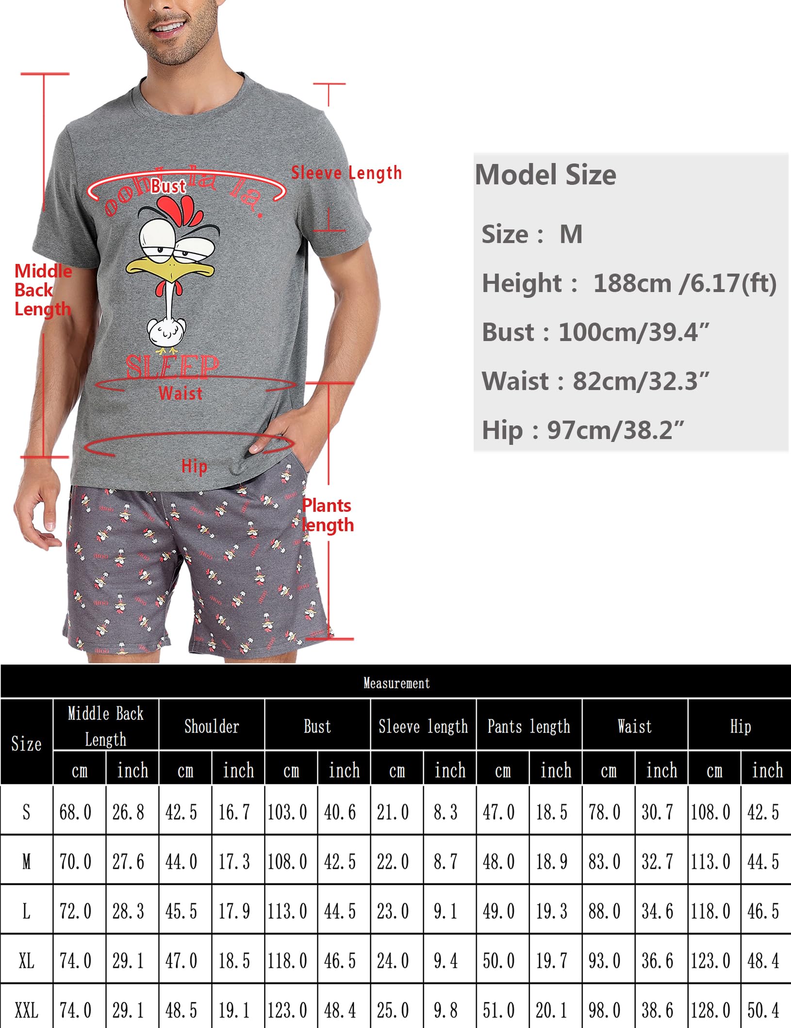 Men's Cotton Pajama Set - Soft V-Neck Sleepwear with Pockets for Lounge & Relaxation at Home