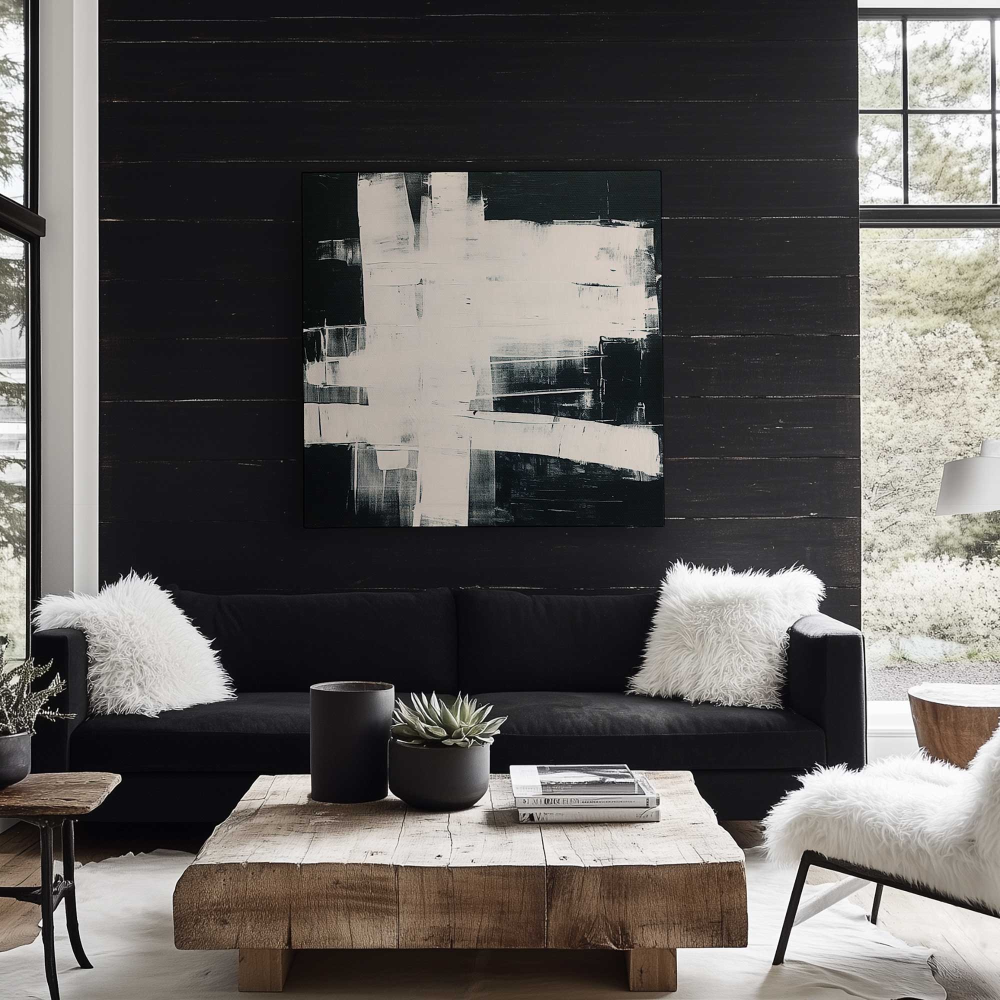 Eclipsed Onyx Tangle I Abstract Art Print on Canvas - Modern Wall Decor for Living Room, Bedroom & Office