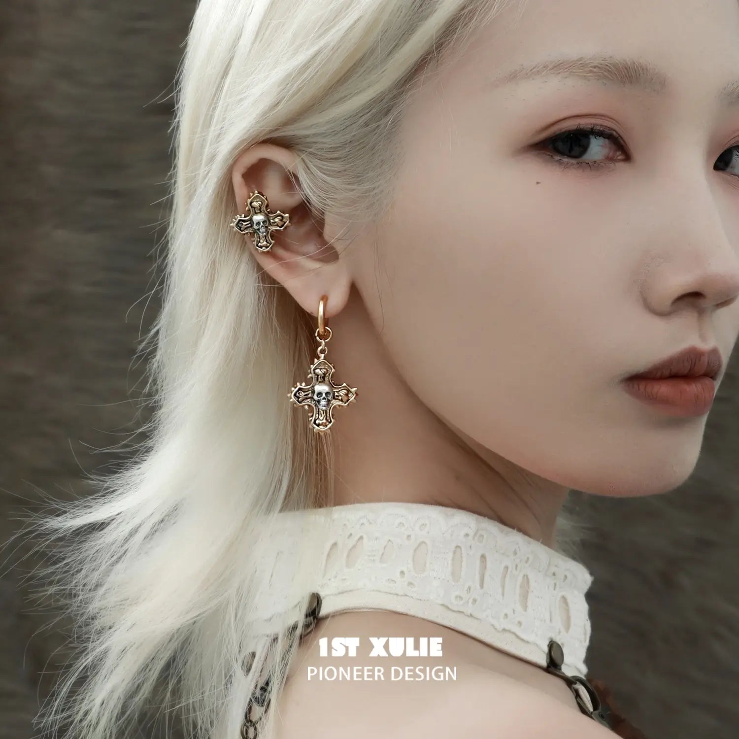 18K Gold Plated Vintage Skull Earrings for Women - Gothic Punk Style Jewelry for Parties, Halloween, and Everyday Wear