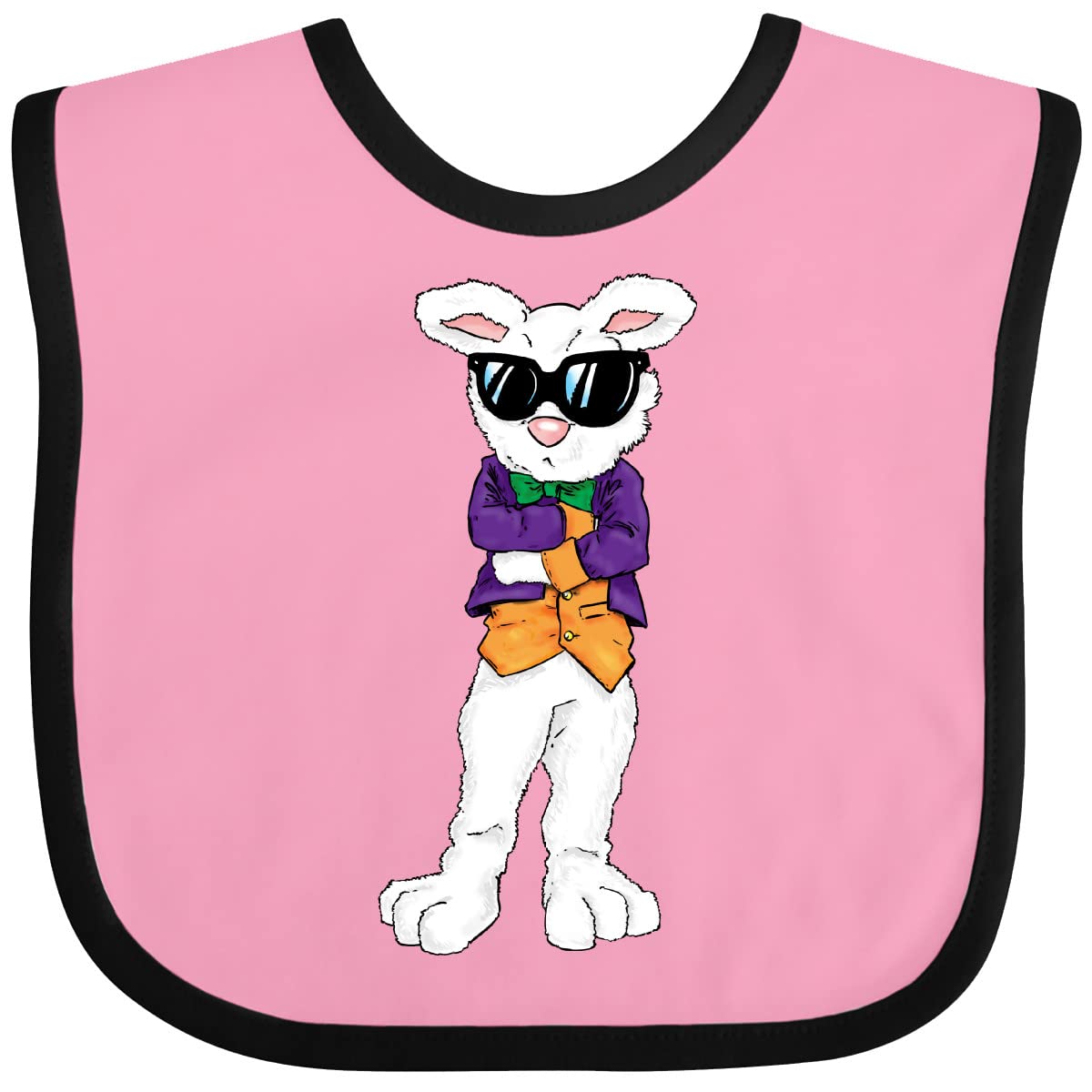 Inktastic Easter Bunny Boss with Sunglasses & Jacket Baby Bib - Cute Easter Gift for Babies, Toddler Feeding & Holiday Photo Outfit