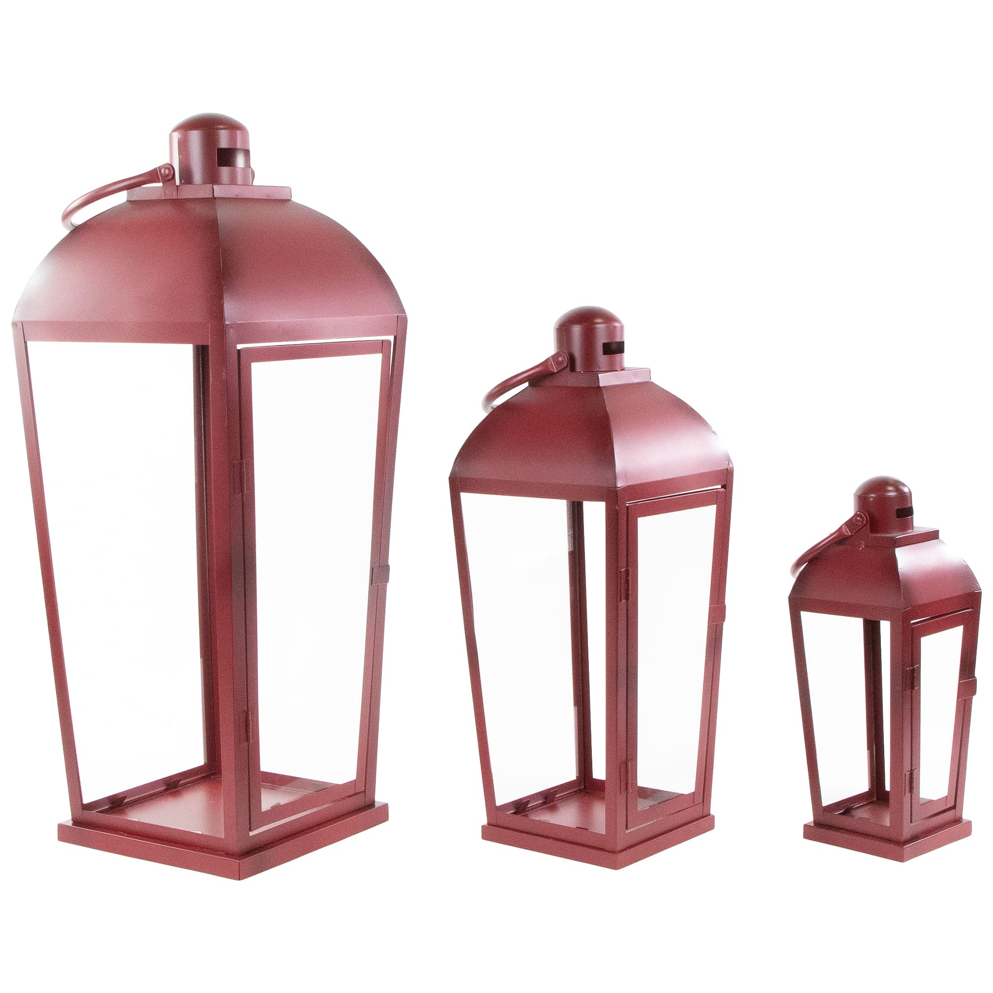 Northlight Set of 3 Red Antique Style Candle Lanterns, 23.5