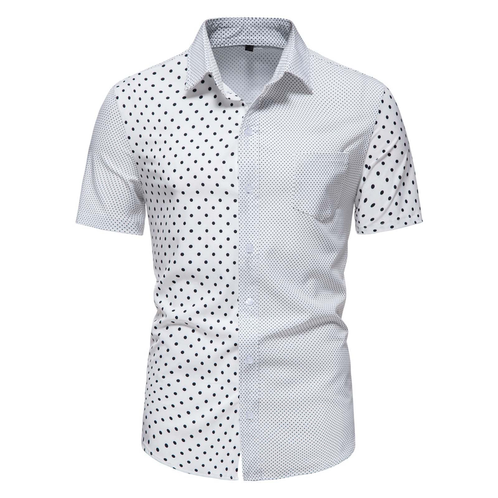 Men's Slim Fit Short Sleeve Button Down Shirt - Casual & Business Printed Dress Shirt for Office, Party & Summer Outings