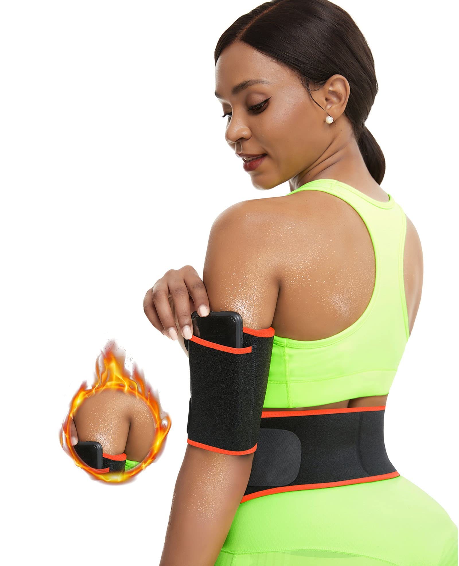 FeelinGirl Adjustable Arm Trimmers for Women - Sauna Arm Trainer Wraps with Pocket for Weight Loss & Toning | Perfect for Gym, Home Workouts & Postpartum Recovery