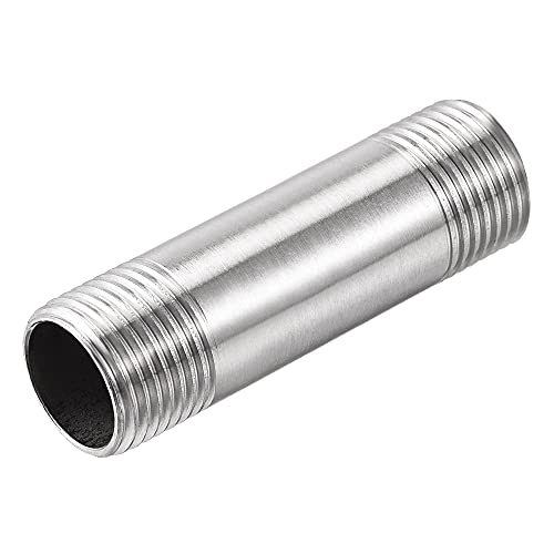 uxcell G1/2 Male to Male Stainless Steel Pipe Fitting Coupler - 70mm Length, Heavy Duty Cast Pipe Connector for Plumbing, Hydraulic Systems & Industrial Applications