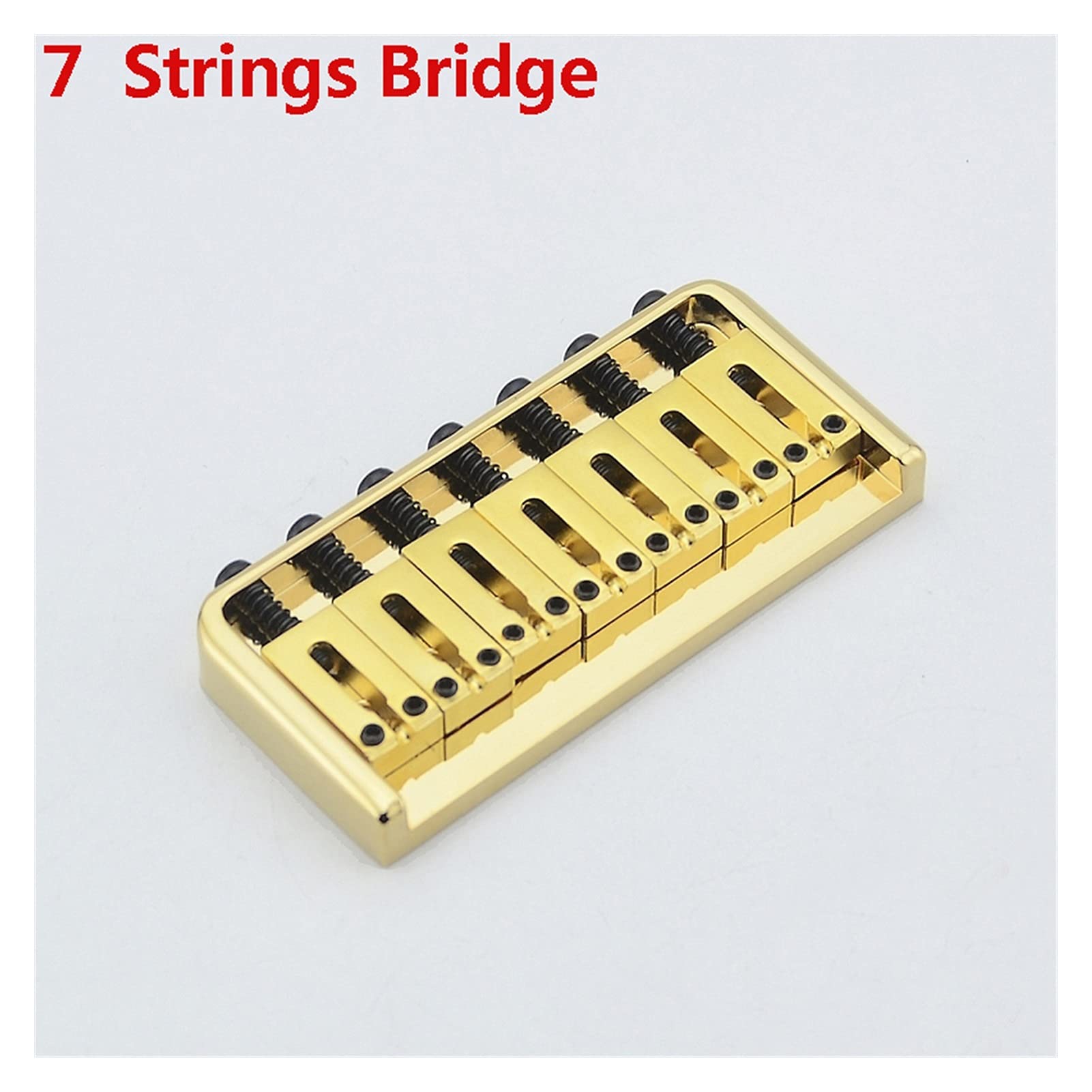 7-String Electric Guitar Bridge Saddle Set - Stainless Steel Fixed Bridge with Gold Tailpiece for Enhanced Tone & Sustain | Perfect for Metal, Rock & Studio Recording