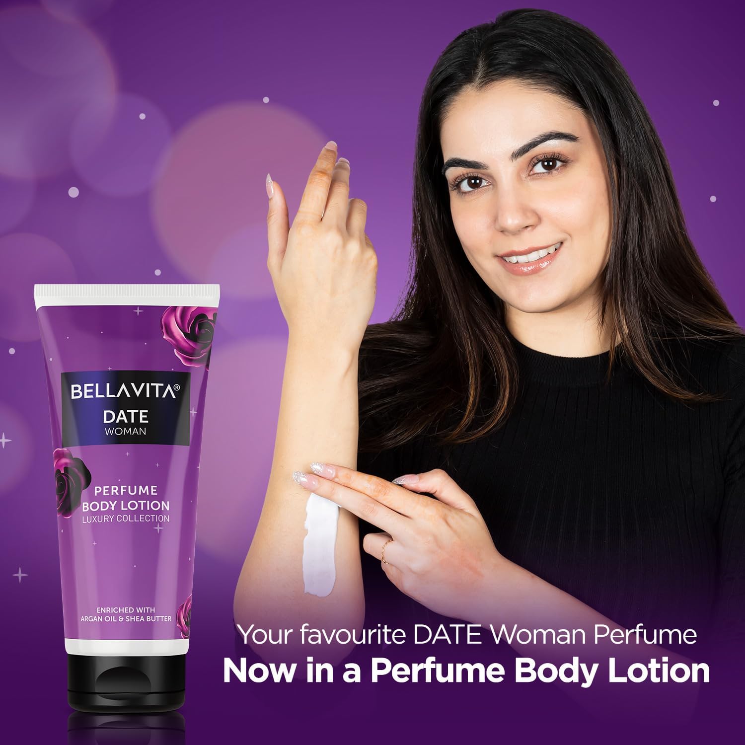 Bella Vitaa Luxury Date Night Perfumed Body Lotion for Women - 200ml with Argan Oil & Shea Butter | Deep Hydration, Skin Nourishment & Softening | Perfect for Romantic Evenings, Daily Moisturizing & Gift Giving