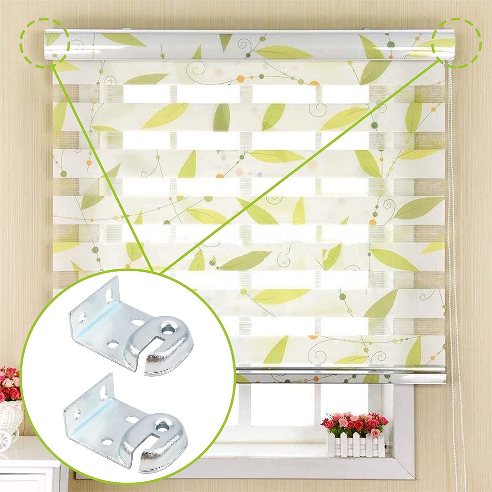 Heavy Duty Roller Shade Brackets - 2 Sets for Inside & Outside Mount, Multipurpose Window Blind Brackets for Sun Shades & Curtains - Perfect for Living Room, Bedroom, and Office Windows