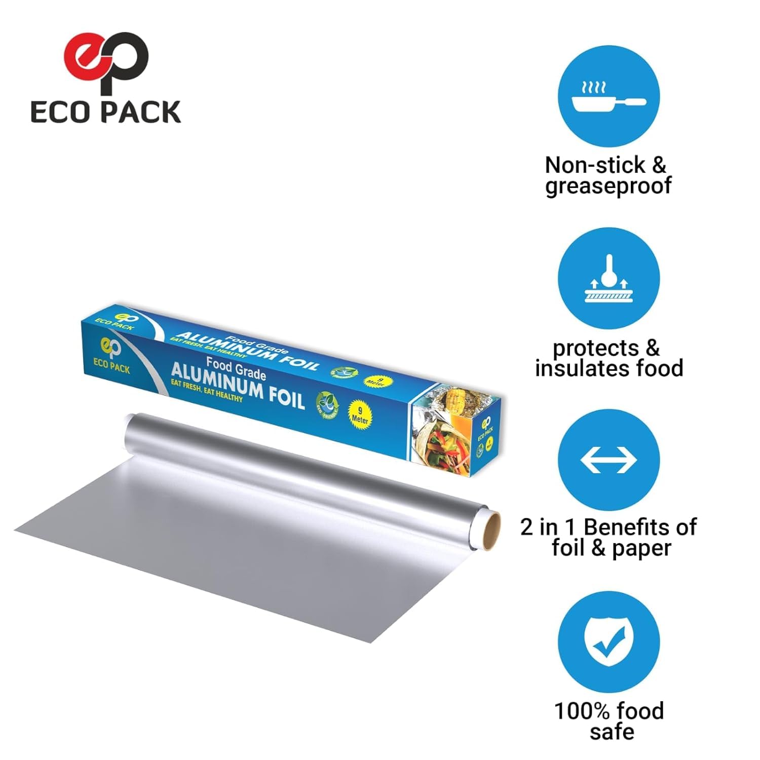 Premium Aluminum Foil & Parchment Paper Roll - Heavy Duty Food Wrapping & Baking Sheet for Cooking, Grilling, Meal Prep & Storage (9 Meters, 1 Roll) - Ideal for Home Kitchens, Restaurants & Outdoor BBQs