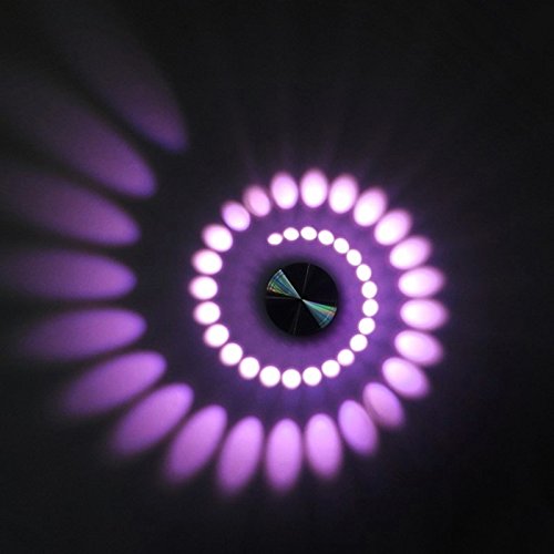 3W Dimmable Purple LED Wall Light - Silver Indoor Decorative Lighting for Bedroom, Living Room, and Hallway