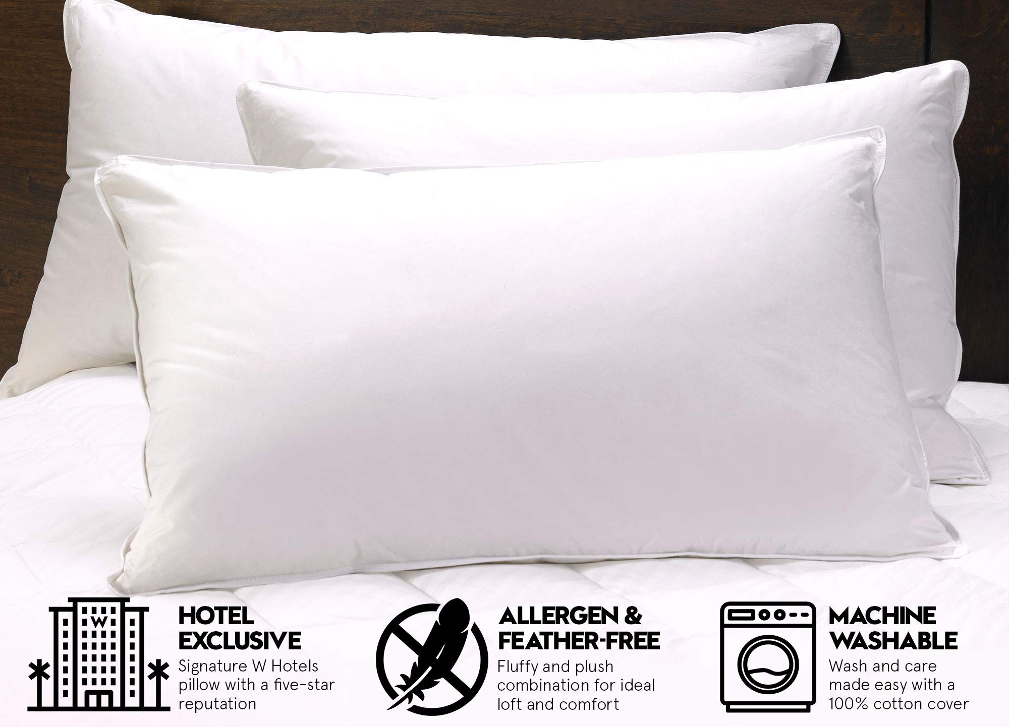 Hypoallergenic Down Alternative Pillow - Queen Size 20x30 Inches - Soft & Supportive for Side, Back & Stomach Sleepers - Perfect for Allergies, Asthma & Comfortable Sleep