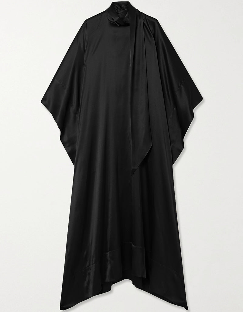 Elegant Black Maxi Dress for Women - Designer Heavy Fabric Long Dress for Parties, Weddings & Evening Events