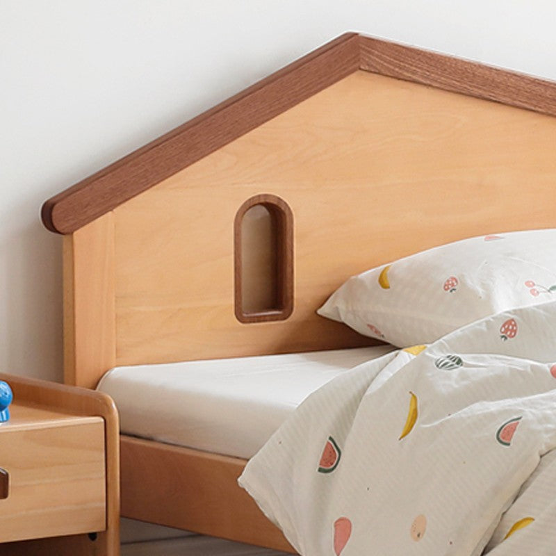 Kids Wooden Bed with Night Light - Beech & Poplar Little House Design with 15-Minute Auto Light Off - Perfect for Bedrooms, Playrooms & Cozy Sleep Spaces