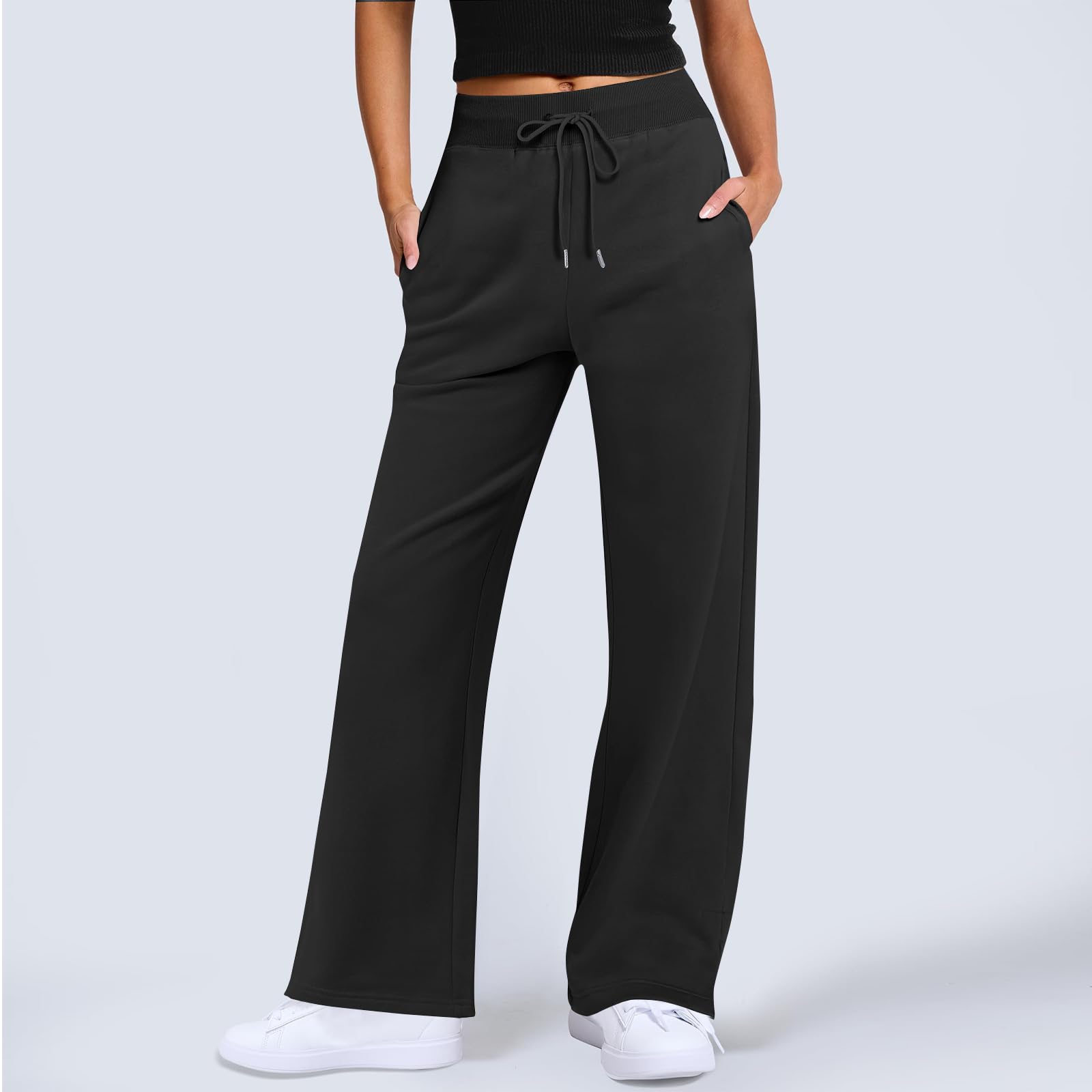 Women's Straight Leg Sweatpants - Soft Stretch Lounge Pants with Pockets | Casual Wide Leg Athletic Pants for Yoga, Running & Home Comfort