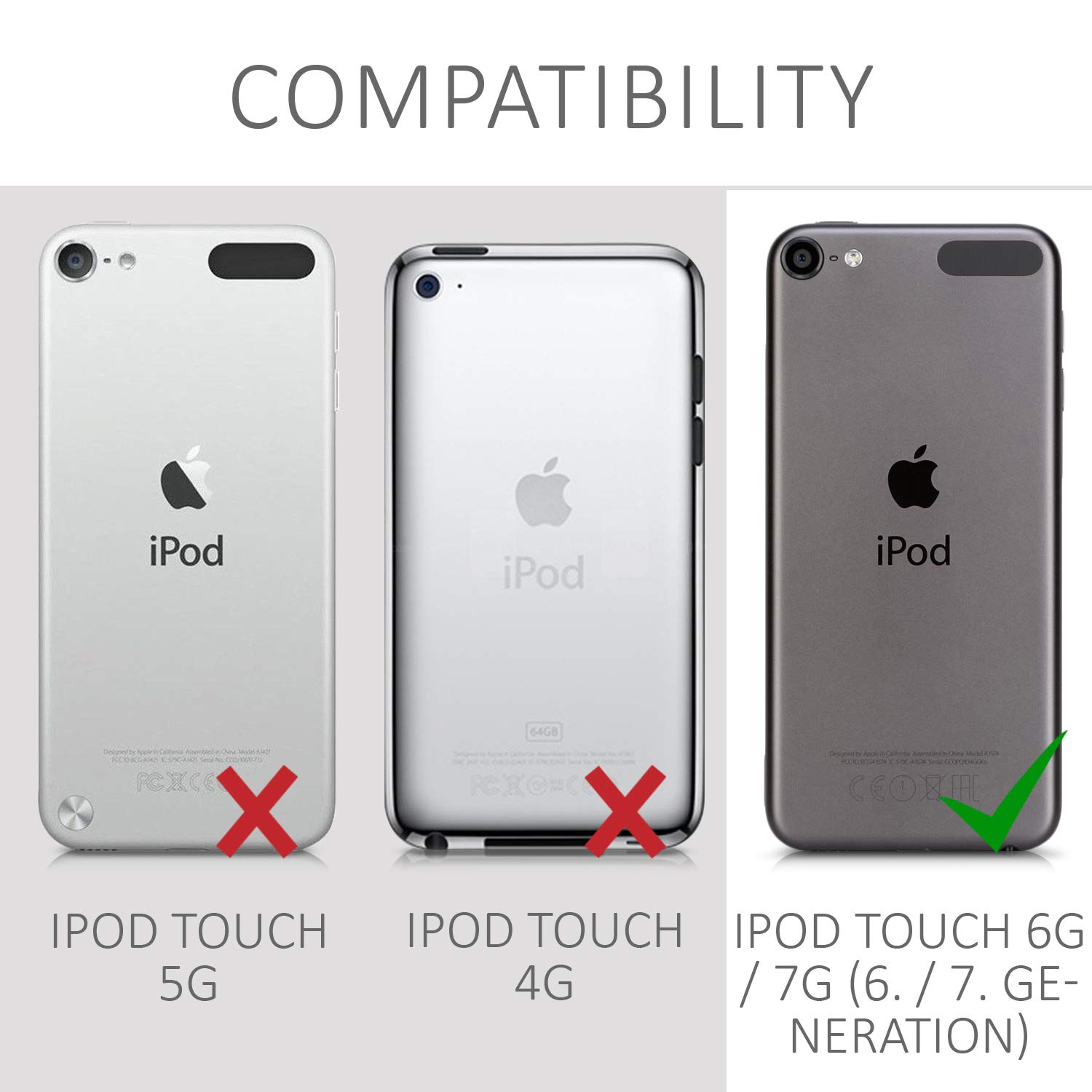 kwmobile Clear TPU Crossbody Case for Apple iPod Touch 6th & 7th Generation - Protective Cover with Adjustable Neck Strap (Transparent/Black) - Perfect for Travel, School & Everyday Use