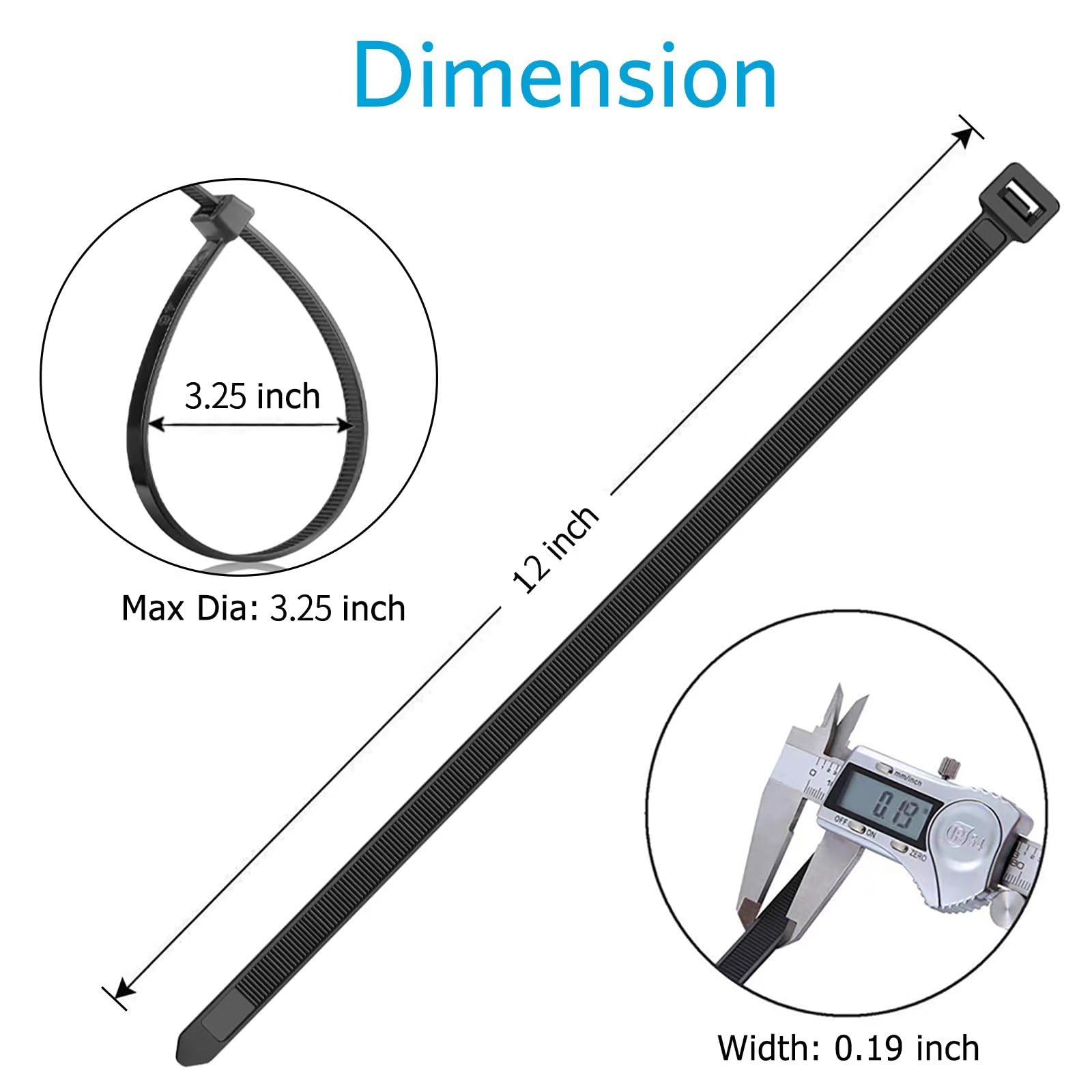 Karoka 12-Inch Black Zip Ties (100 Pack) - Heavy Duty 50 lb UV Resistant Cable Ties for Indoor & Outdoor Use - Perfect for Organizing Wires, Securing Plants & DIY Projects