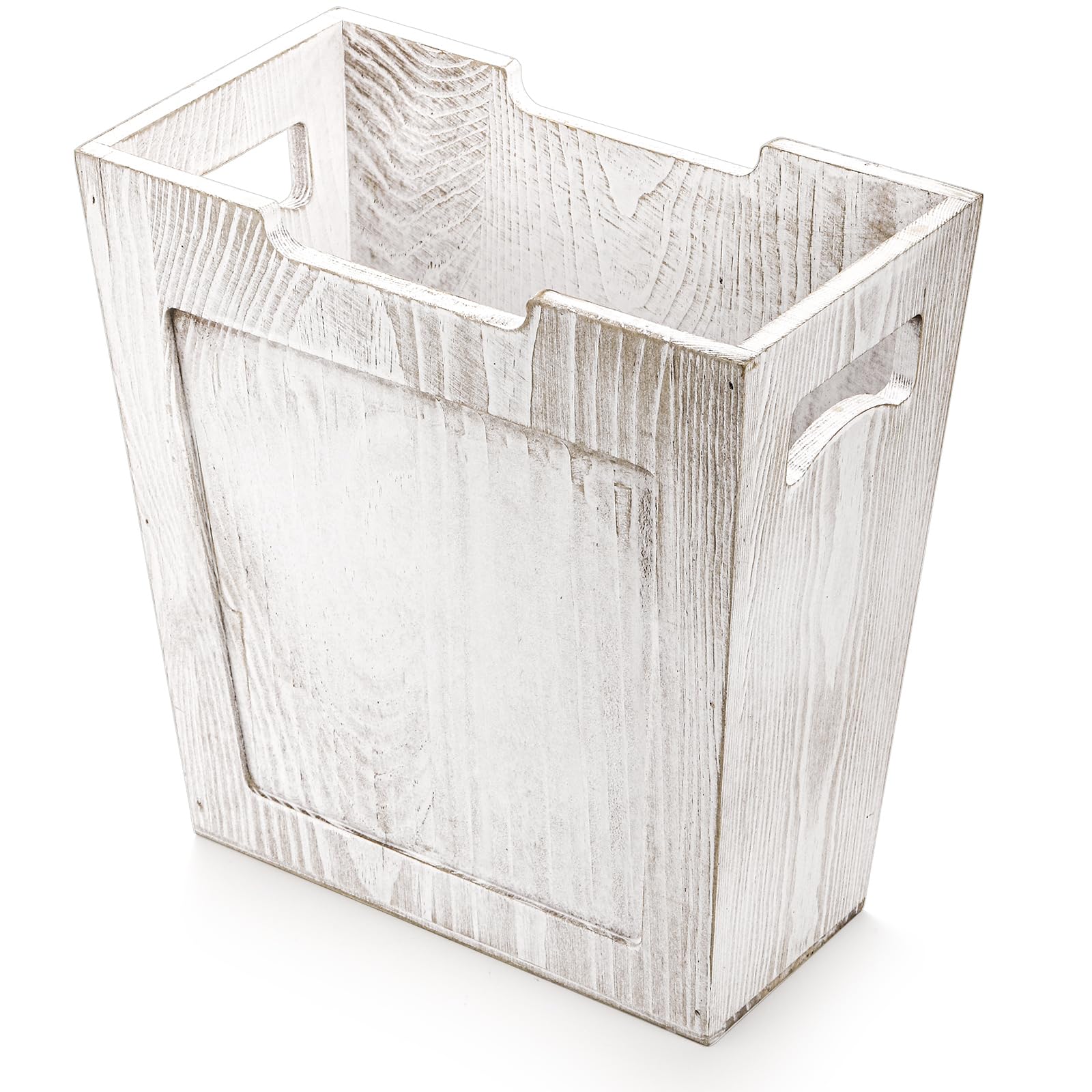 TOPZEA Rustic Wooden Waste Basket - Small Narrow Rectangular Farmhouse Trash Can with Handle for Office, Bedroom, Bathroom & Living Room - Eco-Friendly Home Decor & Organization Solution
