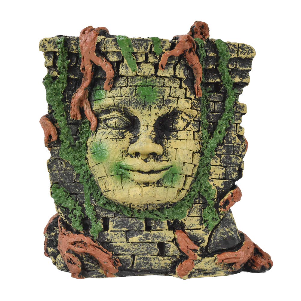 OMEM Reptile Terrarium Decor - Maya Mask Ornament for Snakes, Lizards & Spiders - Enhance Your Reptile Habitat with Unique Decorations - Perfect for Jungle & Desert Themed Enclosures