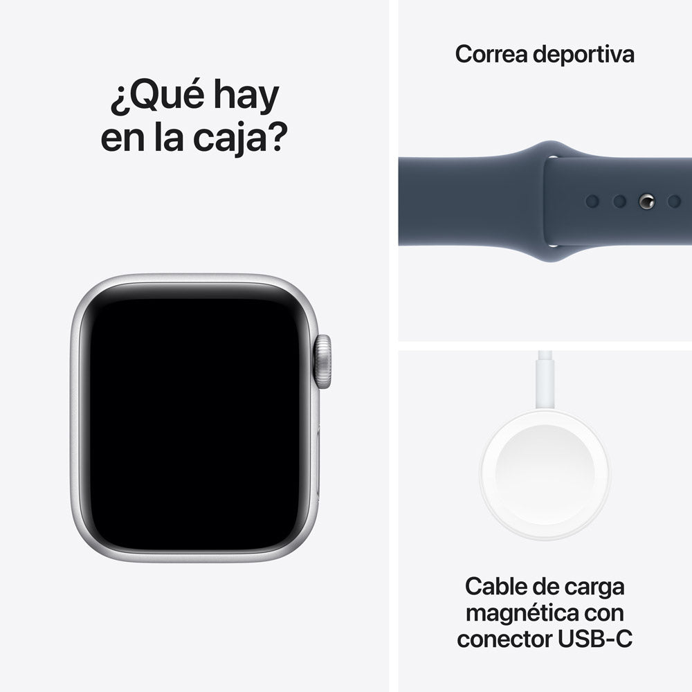 Apple Watch SE GPS 40mm Silver Aluminum Case with Storm Blue Sport Band S/M - Perfect for Fitness Tracking & Everyday Wear