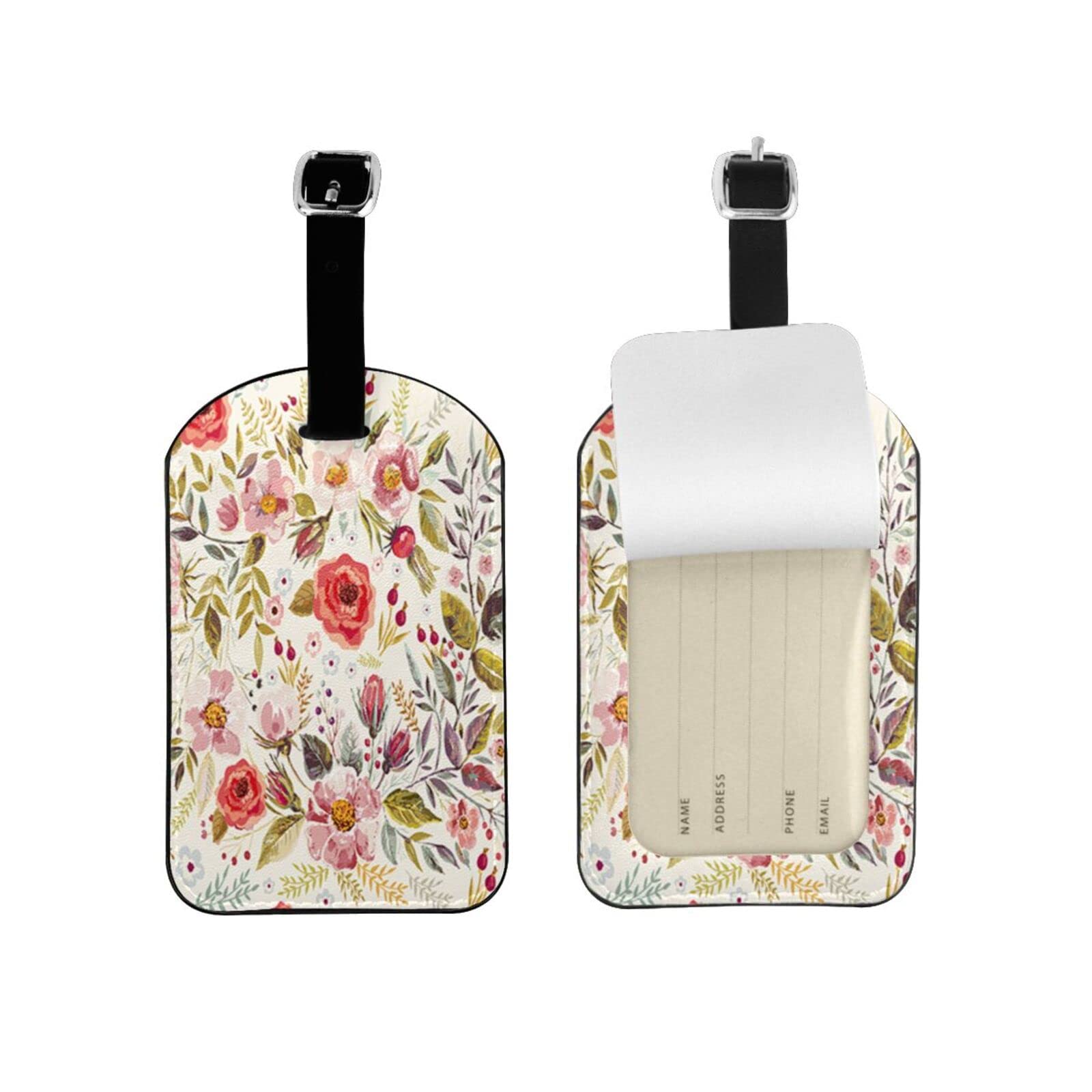 Vintage Floral Luggage Tag - Romantic Red Roses Travel ID Card for Suitcases & Handbags | Perfect for Airports, Cruise Ships & Business Trips