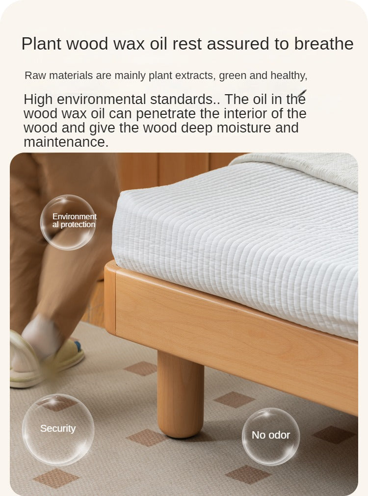 Solid Beech Wood Soft Single Kids Bed - Durable & Safe Children's Bedroom Furniture for Toddlers & Teens - Perfect for Bedrooms, Daycare, and Guest Rooms