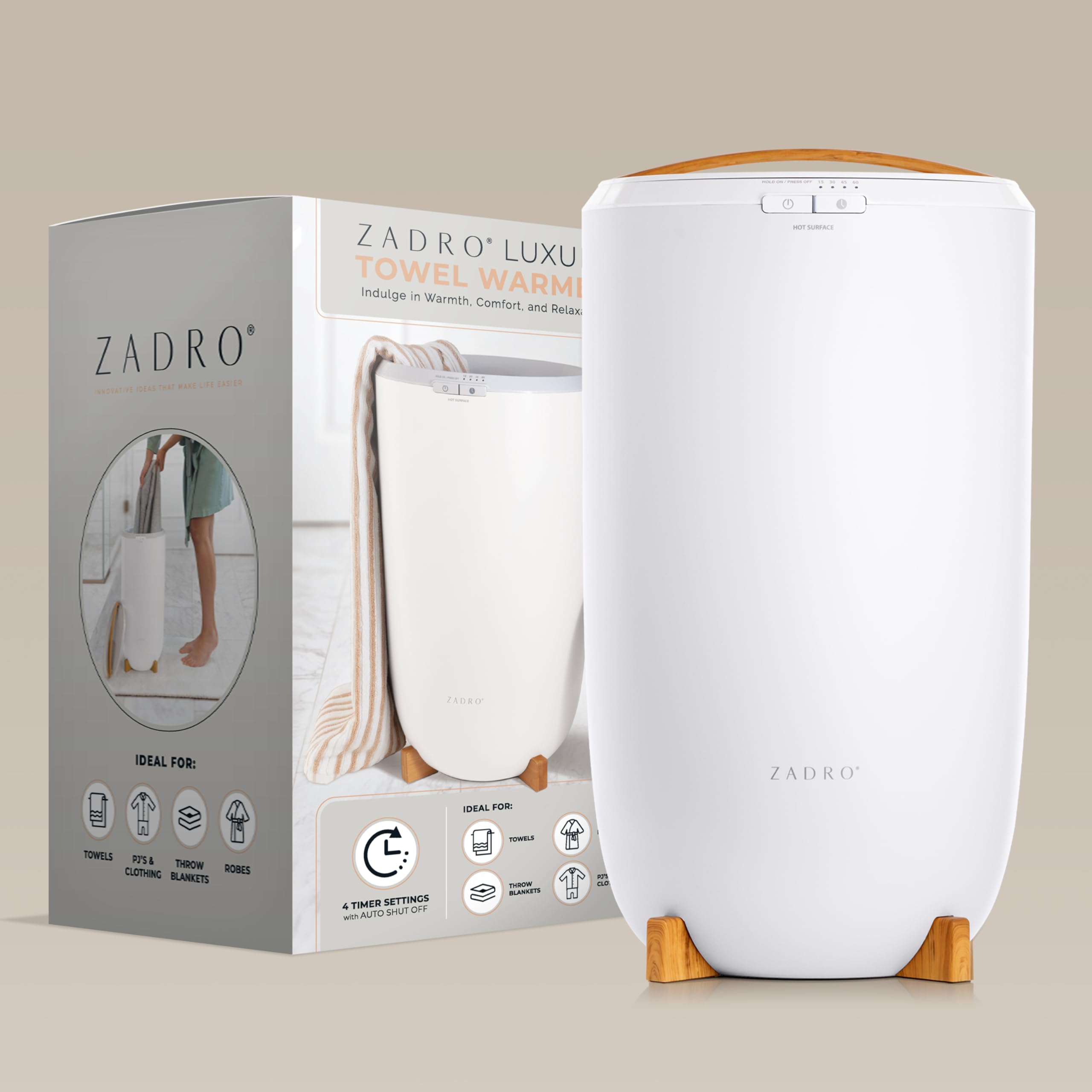 Zadro 20L Large Stainless Steel Towel Warmer with Timer & Auto Shut Off - 15/30/45/60 Minute Settings for Bathroom, Spa & Luxury Home Use - Perfect for Oversized Bath Towels, Robes and Spa Essentials