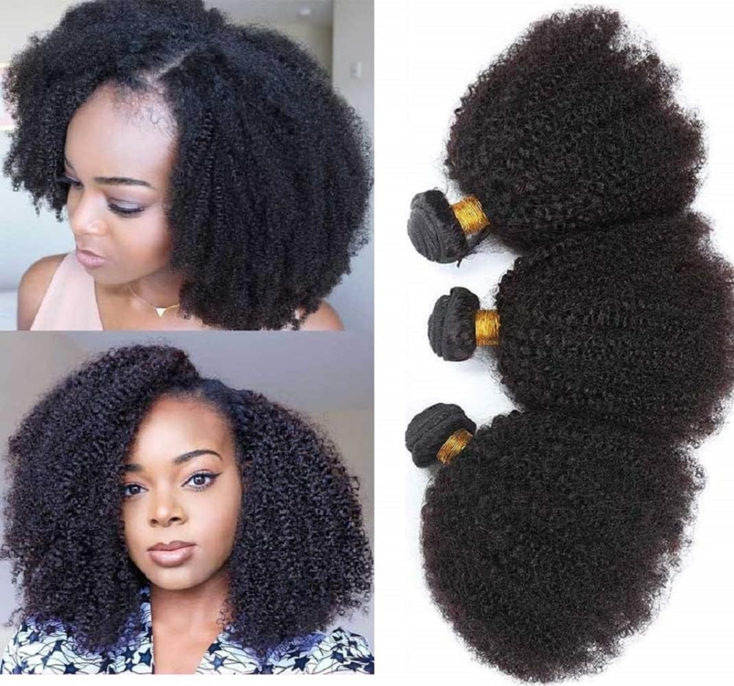 100% Unprocessed Virgin Mongolian Afro Kinky Curly Human Hair Bundles (22 22 22 Inch) - Natural Black Hair Extensions for African American Women | Perfect for Protective Styles, Weaves & Braiding