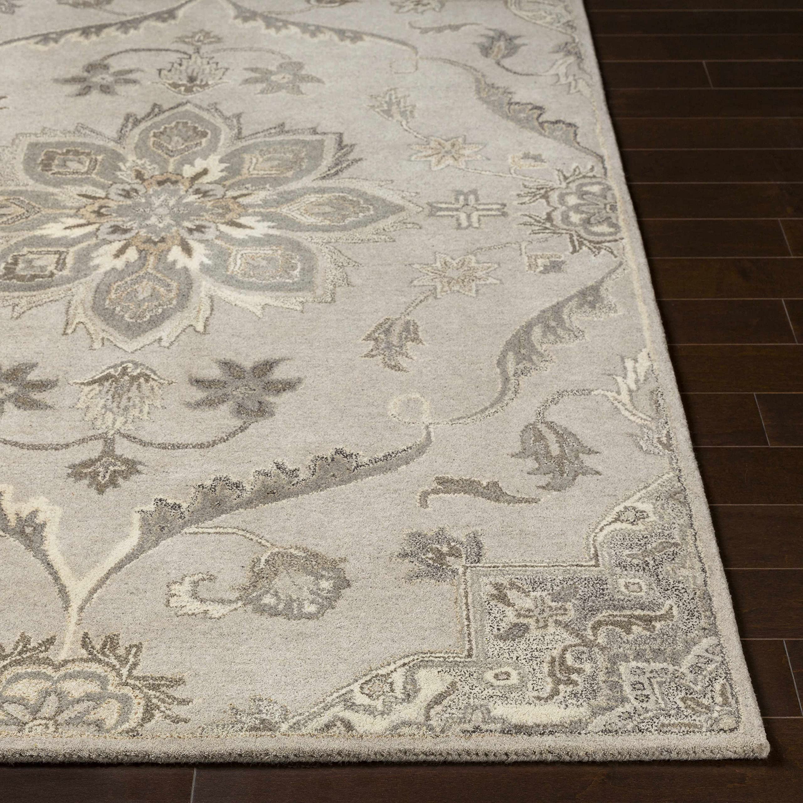 Hauteloom Peterstown Wool Area Rug for Living Room & Bedroom - Traditional Gray, Black, Brown - 4' x 6' - Soft & Durable - Perfect for Home Decor, Cozy Spaces & High Traffic Areas
