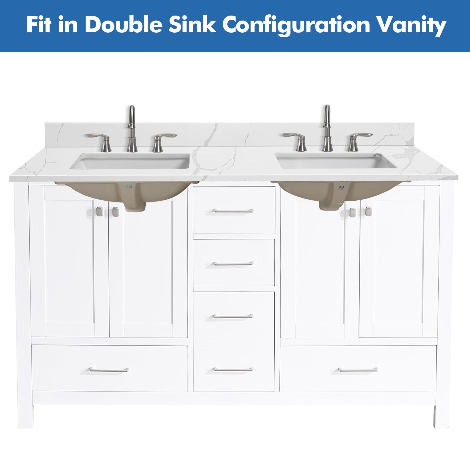 Calacatta Quartz Vanity Top with Double Sink for Bathroom
