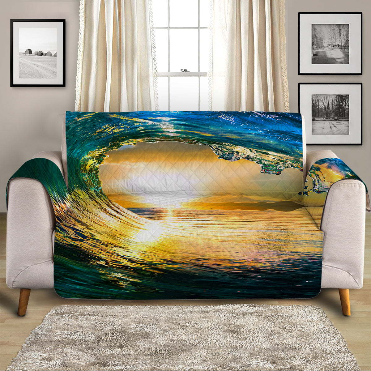 Premium Waterproof Sofa Cover - Eye of the Ocean Design - Protects Furniture from Pets, Spills & Wear - Perfect for Living Room, Family Room & Home Decor